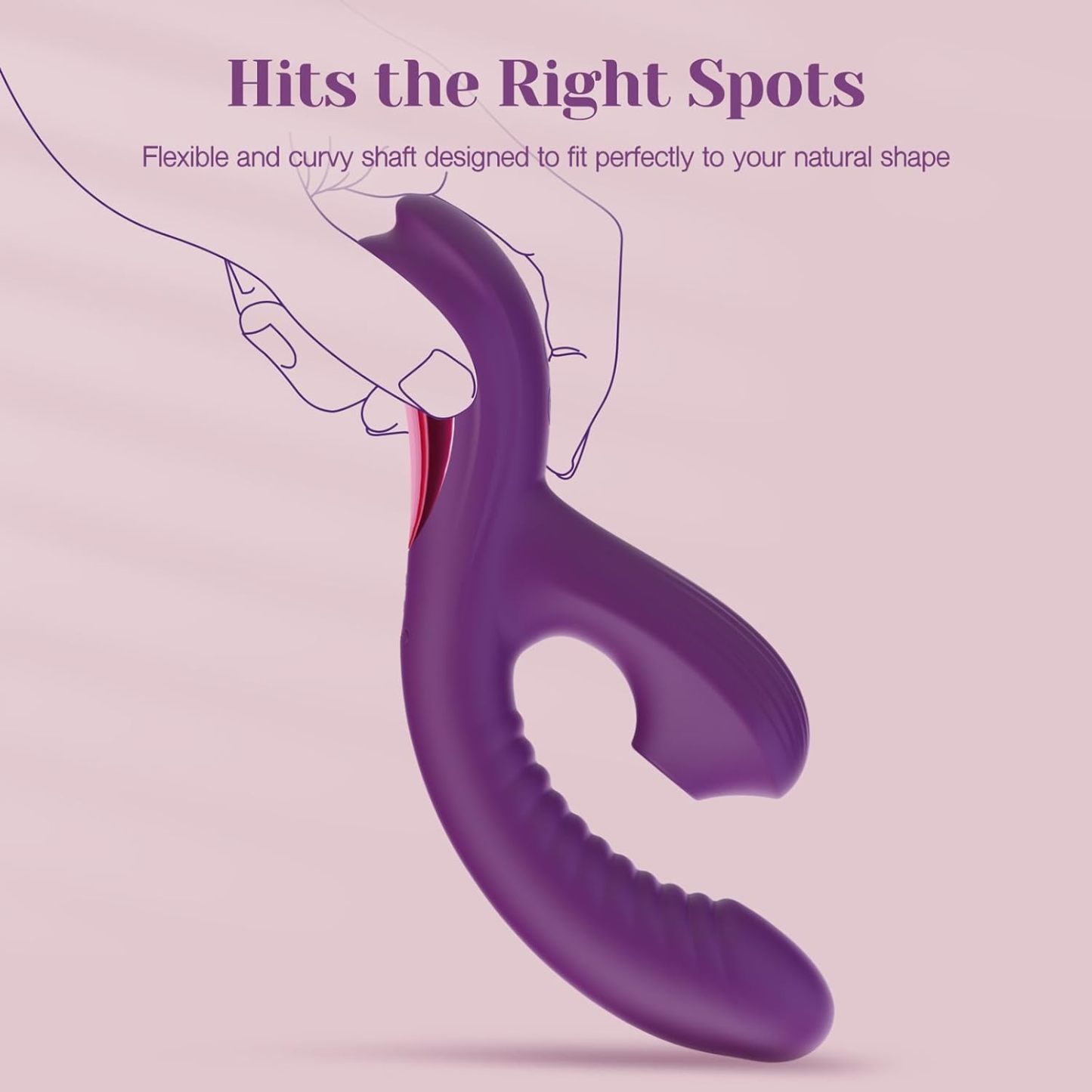 Come-Hither Rabbit Sucking Vibrator for Clitoral G-Spot Stimulation, Adult Sex Toy, Vibrating Finger Massager with 3 Suction Cups and 10 Vibration and Go-Anywhere Modes