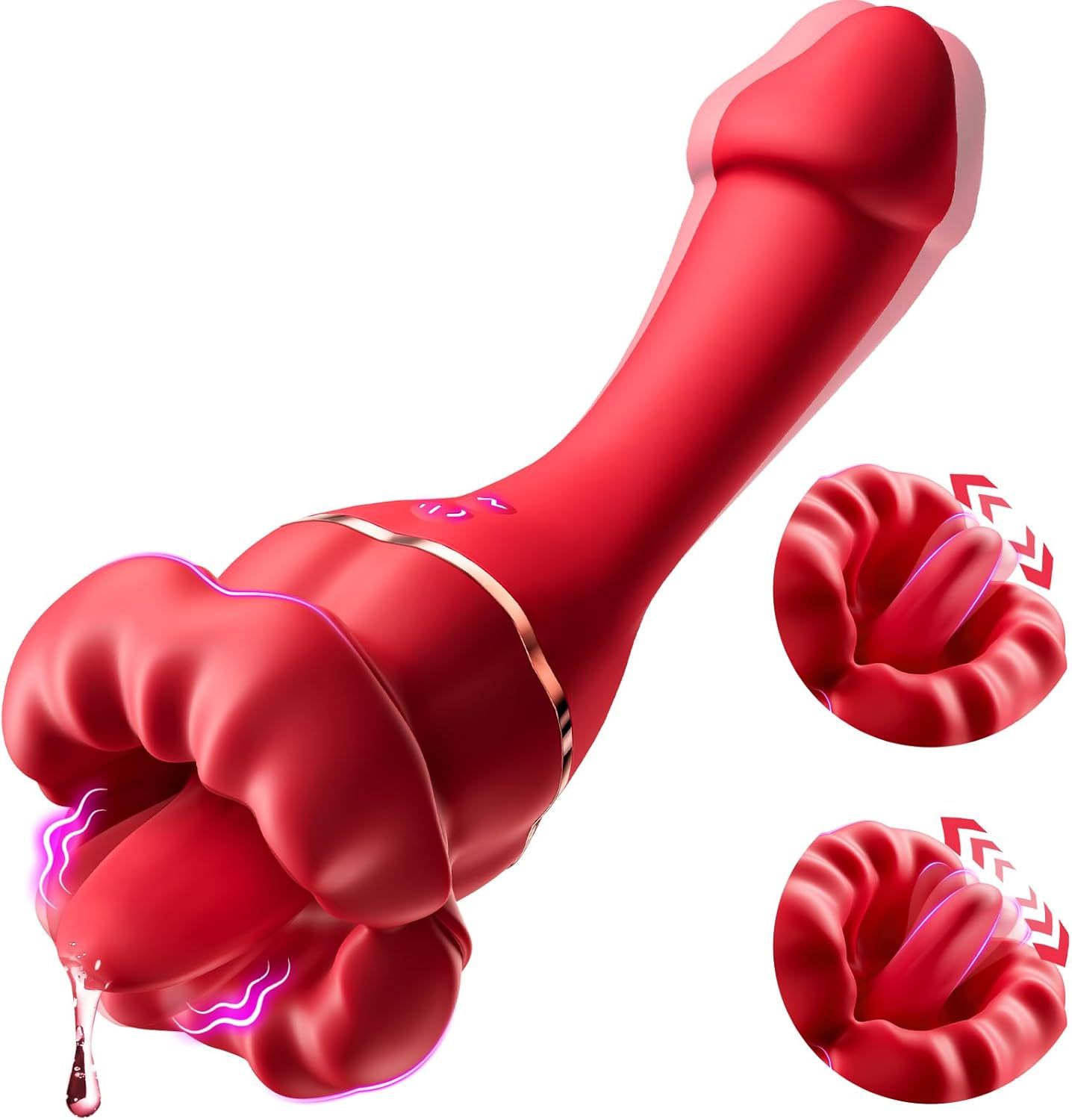 Vibrator Dildo Sex Toys for Women - Rose Sex Toy Clitoral Vibrators with 10 Tongue Licking & 10 Vibration Modes Clit G Spot Anal Vagina Nipple Female Sex Toys, Adult Toy Couples Sex Toys for Women