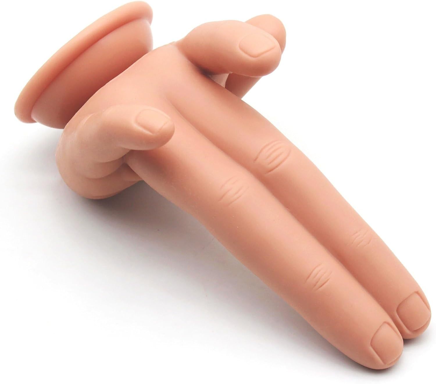 Silicone Realistic Finger Dildo with Suction Cup, Funny Hand Dildo Curved Fingers for G-spot Stimulation and Prostate Massage, Novelty Crazy Anal Toy Weird Prank Gifts Decoration for Adult