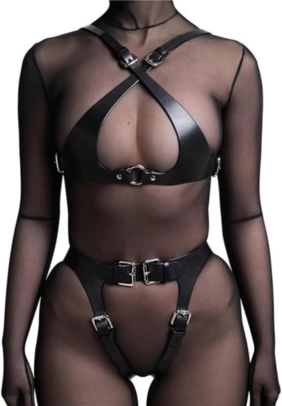  Women Punk Belts PU Leather Body Chain Waist Belt Bondage Harness
