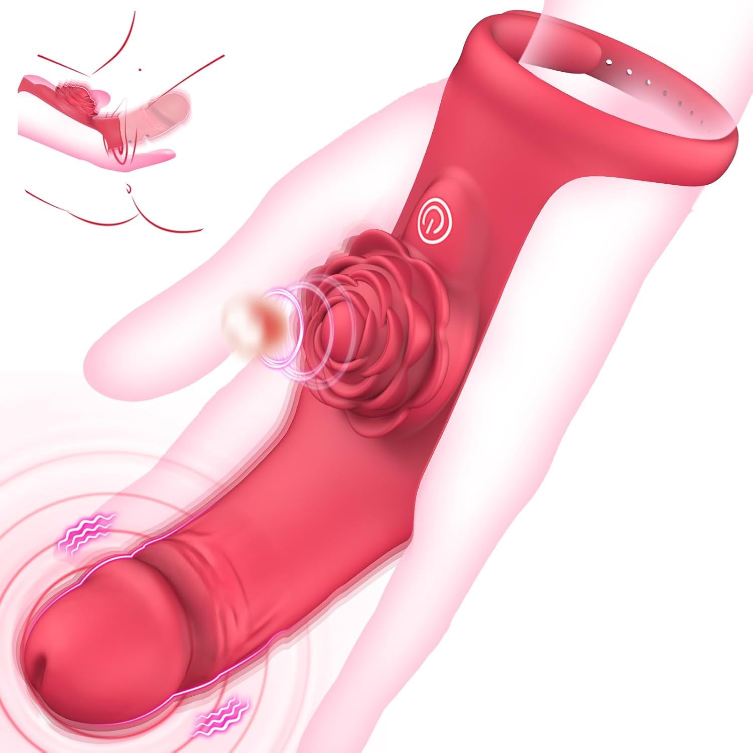 Finger Vibrator Adult Sex Toys - G Spot Vibrator Clitoral Stimulator Rose Toy with 9 Powerful Vibration Modes, Adjustable Nipple Massager Female Couple Sex Toys, Adult Toys & Games for Women