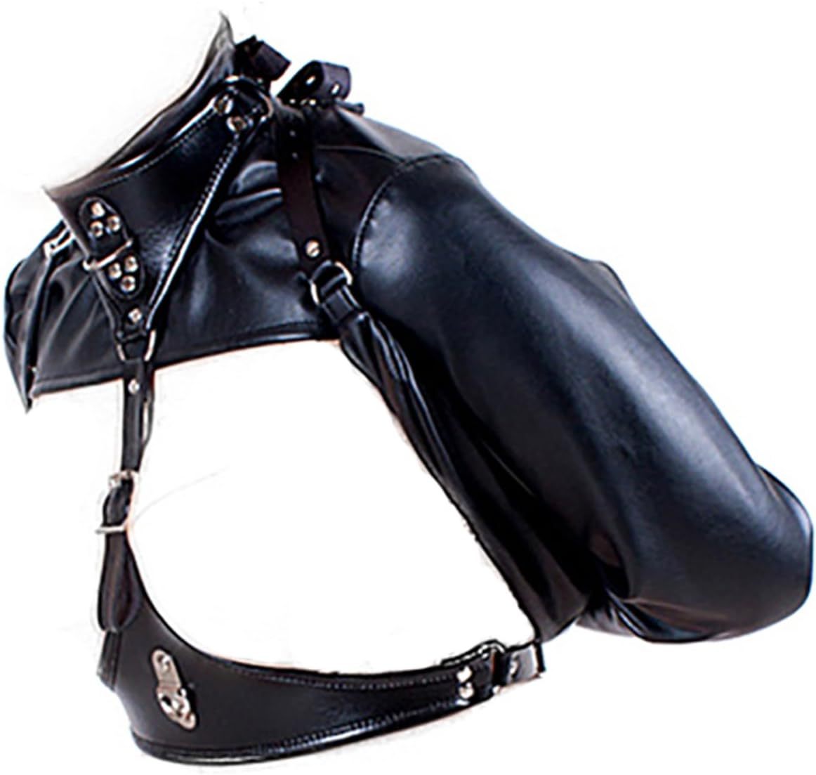 Black Leather Exposed Nipples Bra,Arm Restraints Sleeve,Adult Slave Training Dog Collars,for Couples BDSM Sexual Life