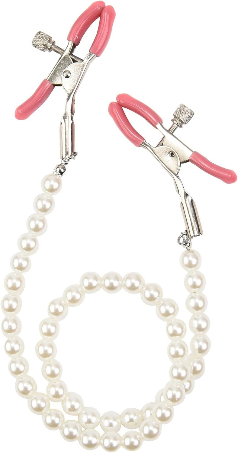 Nipple Clamps Non Piercing with Metal Chain BDSM Sex Toys for Woman, F