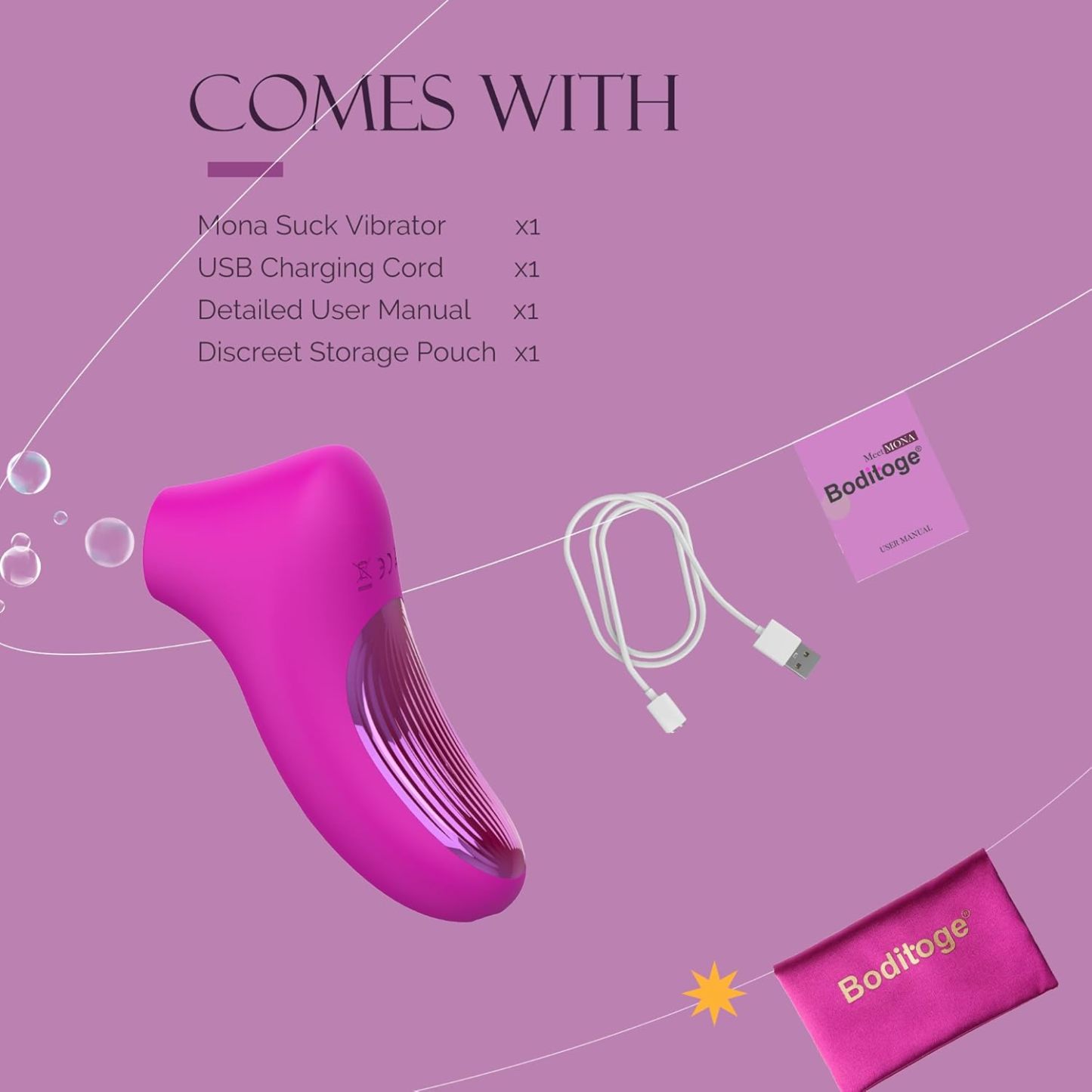 Sucking Vibrator Female Sex Toys, Boditoge Clitoral Vibrators Rose Sex Toy for Women with 10 Suction & Vibration Modes, Clitoris Sucker Nipple Stimulator Adult Toys for Women Couples