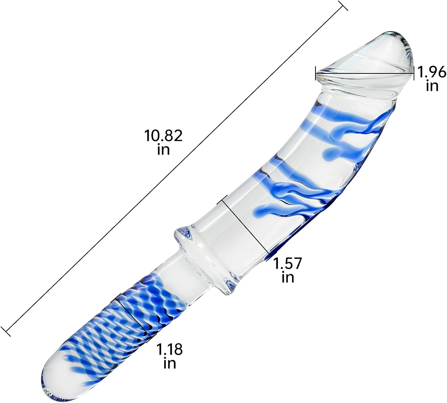 Crystal anal plug glass dildo handheld realistic dildo with blue raised spiral texture