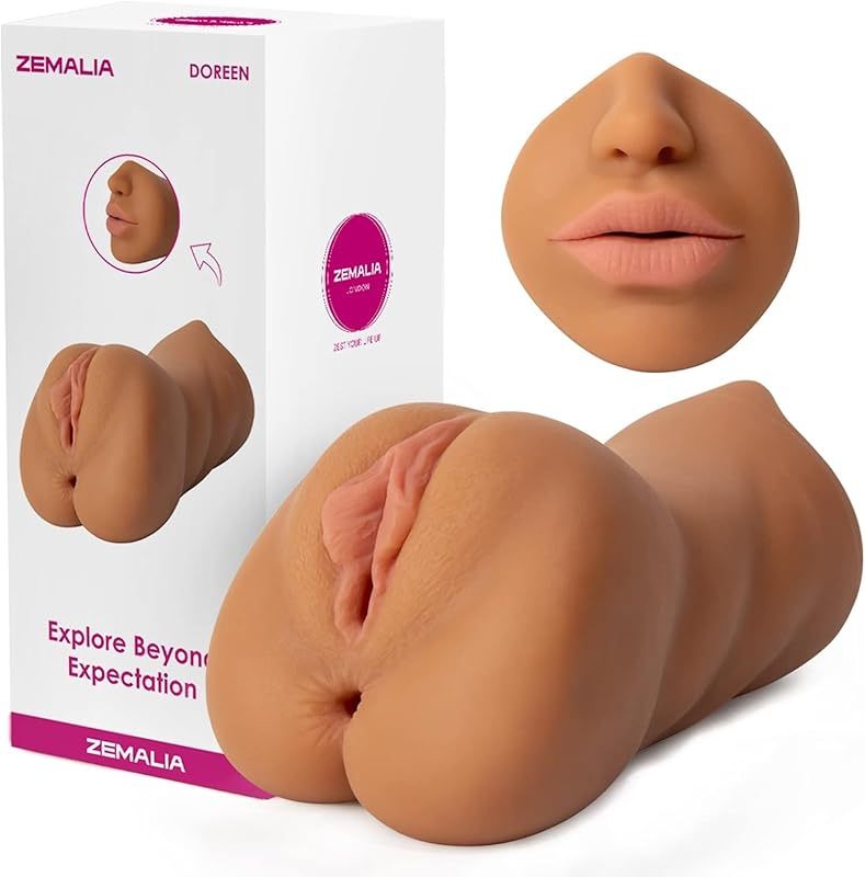 ZEMALIA 3 in 1 Male Masturbator Adult Sex Toys, 3D Textured with Sexy Mouth Realistic Vagina Tight Anus, Mens Stroker Sex Doll for Man Masturbation