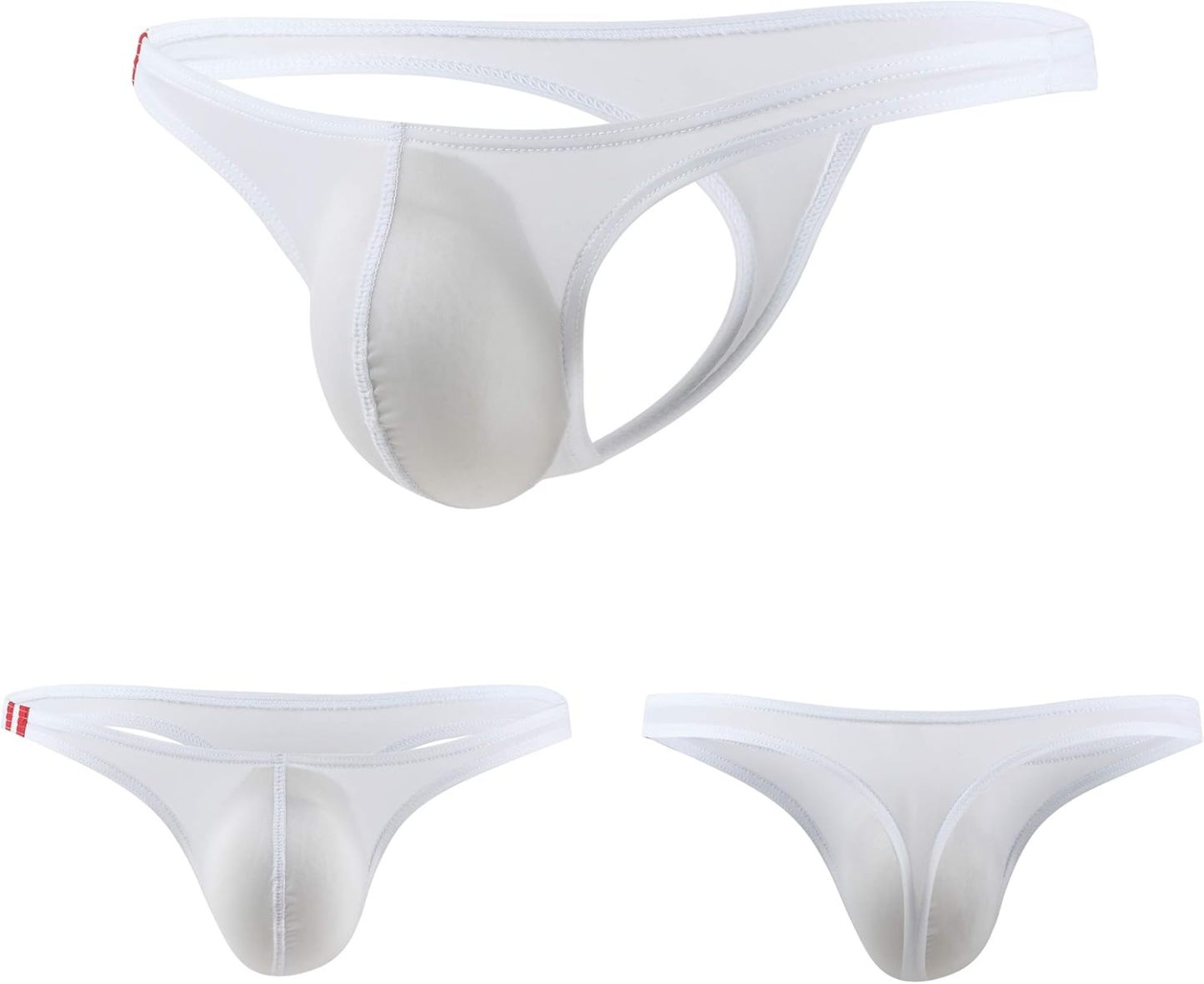 Men's T-type low-waist convex pocket ice silk briefs