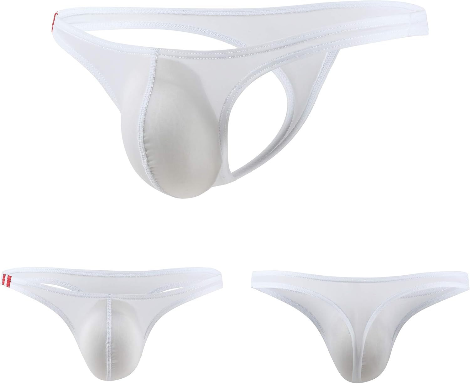 Men's T-type low-waist convex pocket ice silk briefs