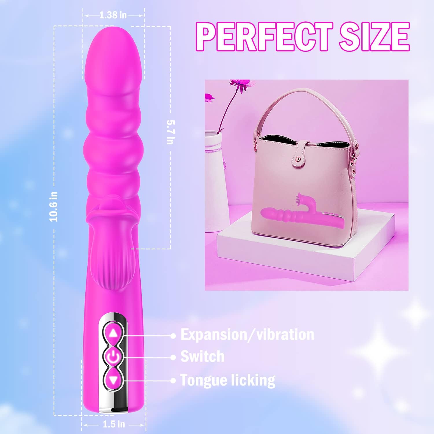 Thrusting Vibrator for Female Sex Toy G Spot Clitoral Vibrators Adult Toys for Women CouplesThrusting Dildo with 8 Rotating Vibrating Telescopic Modes