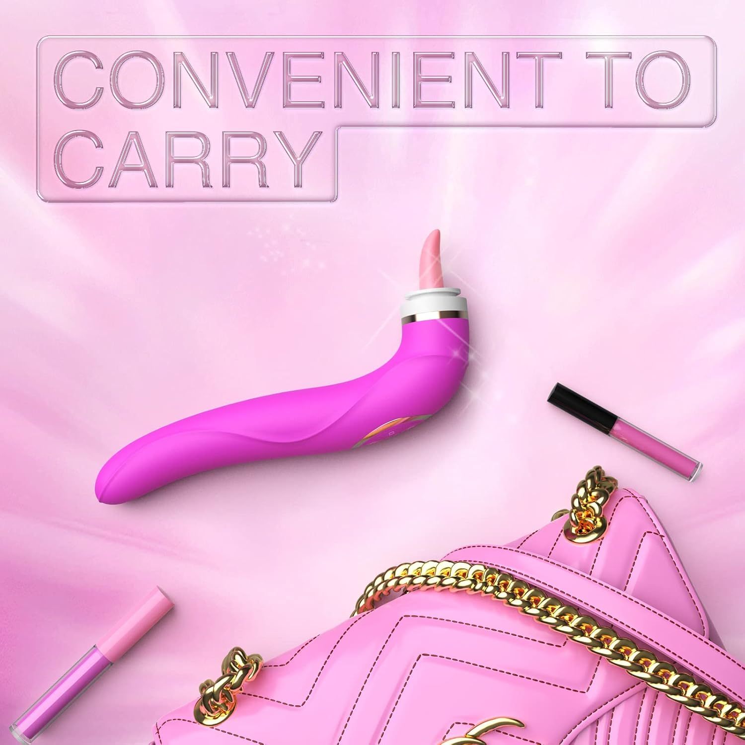Licking vibrator with 8 suction levels, 10 tail vibrations, 5 licking modes, rechargeable and waterproof