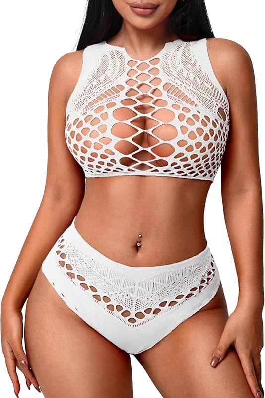 Fishnet for women sexy two piece stripper costume