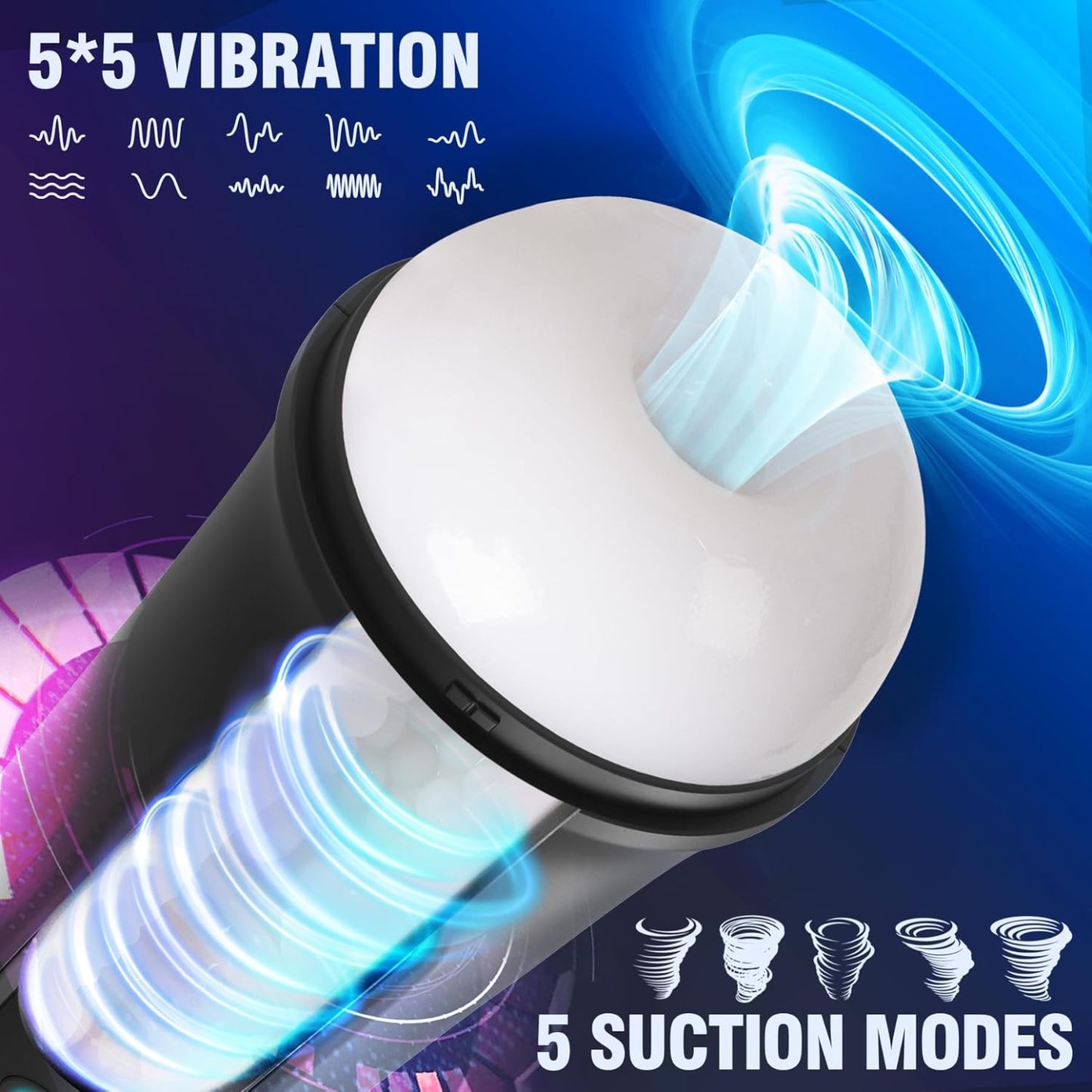 Male Masturbators Sex Toys for Men - ZEMALIA Male Adult Toys with 5 Vibration & 5 Suction, Mens Vibrator Hands Free Pocket Pussy Penis Pump with 3D Textured Sleeve, Male Strokers Blowjob Sex Machine