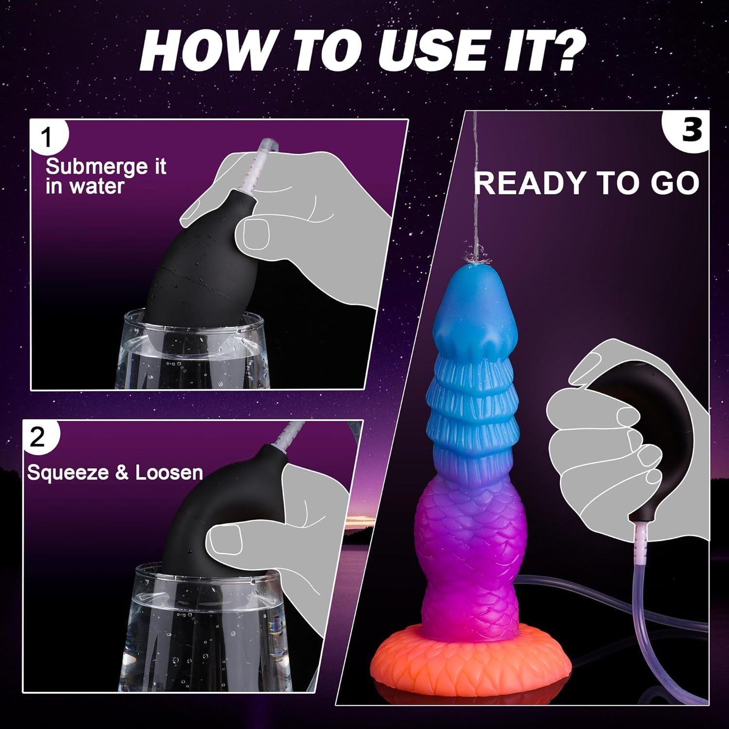 8 Inch Fantasy Squirting Dildo Ribbed Monster Cum Toy with Large Knot, Thick Squirting Dragon Dildo with Suction Cup for Play, Adult Sex Toys for Women Men Glow in the Dark