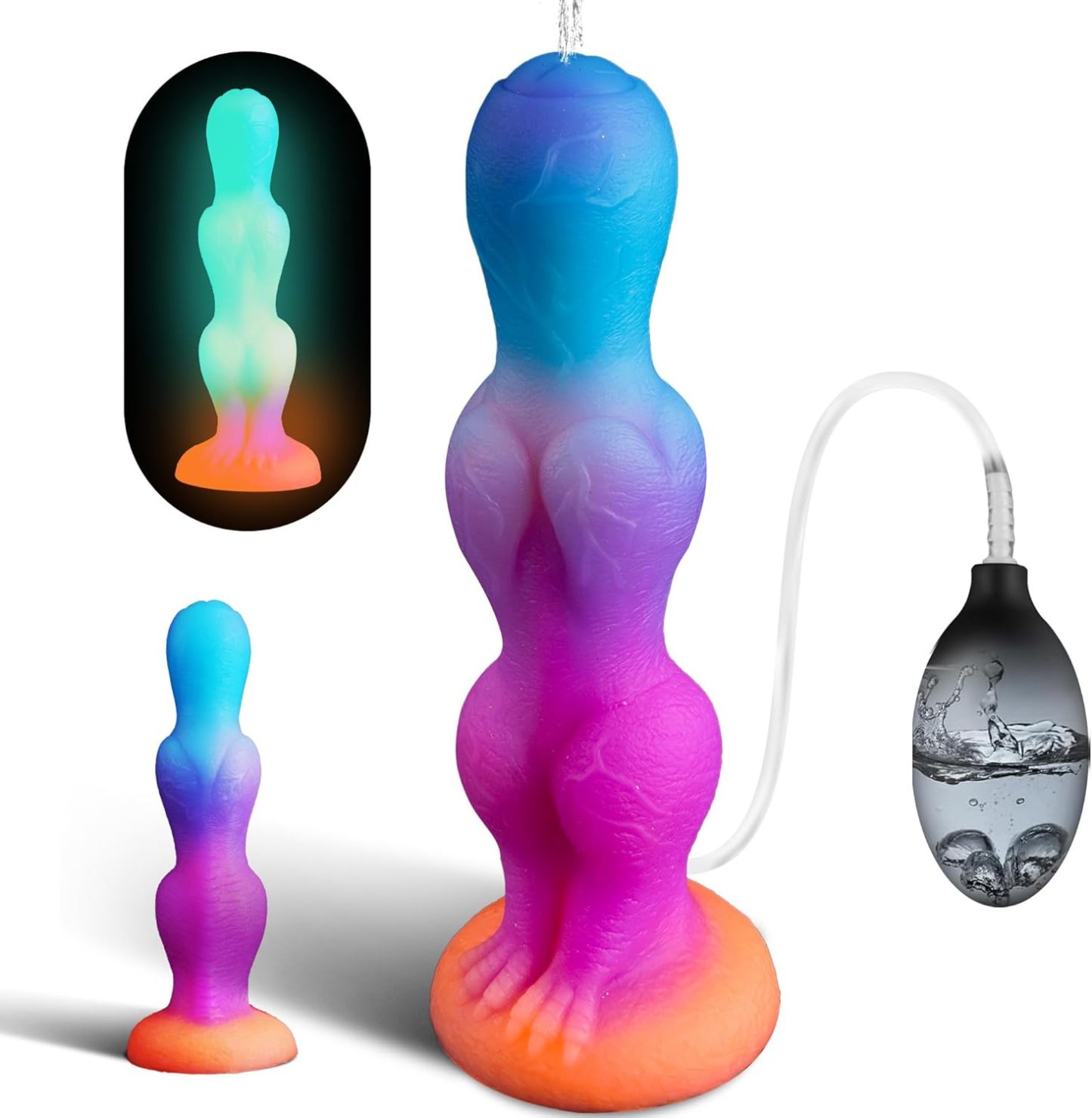 8 Inch Beginner Ejaculation Toy, Cumming Knotted Dildo with Strong Suction Cup for Hands-Free Play, Glow-in-the-Dark Adult Toy for Female G-spot and Prostate