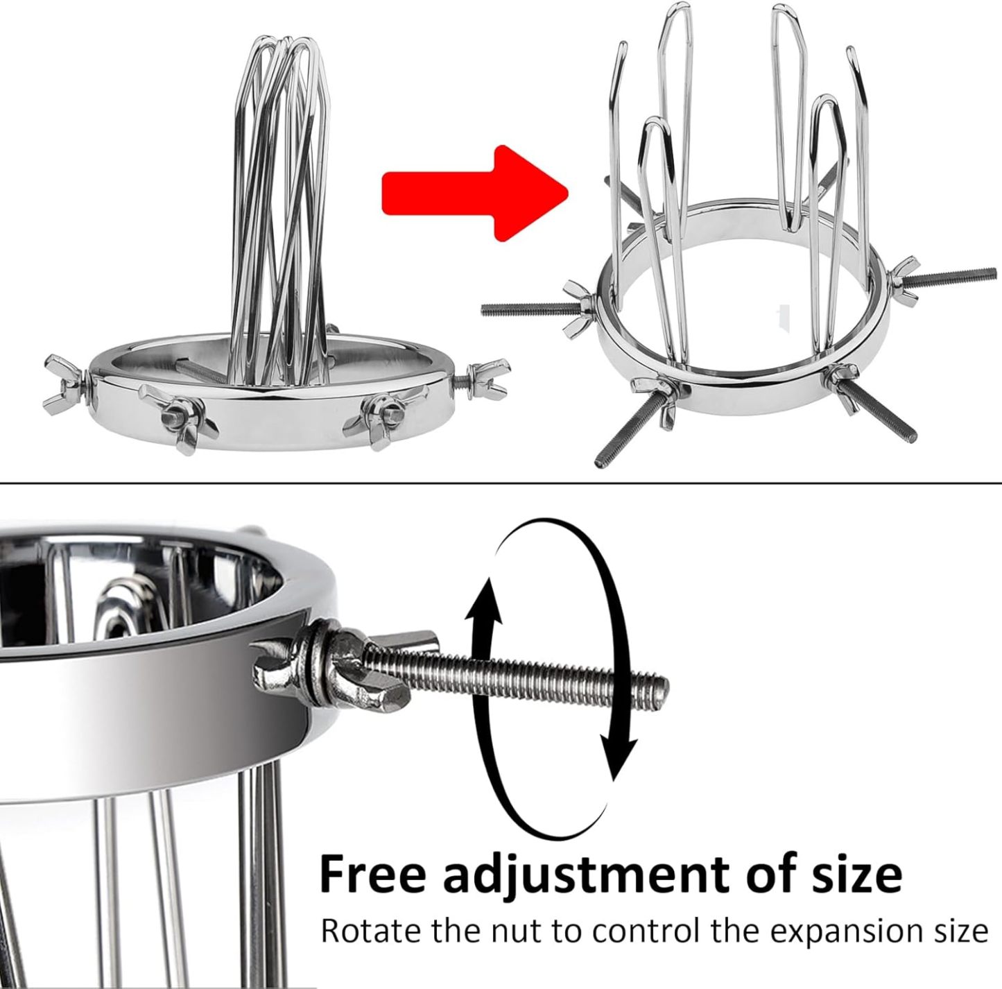 Adjustable Anal Expander Butt Plug BDSM Toy SM Game Stainless Steel Anal Hook Stretcher for Vaginal Anal Dilator Trainer Adult Bondage Sex Things for Couples Kinky Men,Women and Beginners