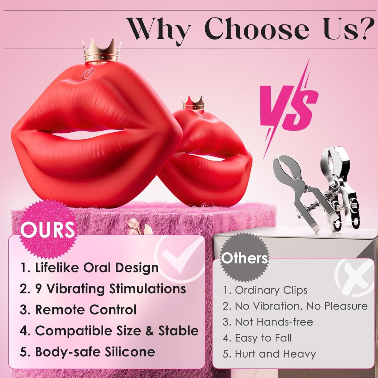 Vibrator Sex Toys - Sovokn BDSM Vibrator 1 Pair Vibrating Nipple Clamps Adult Toys, Invisible Sex Toy Remote Control 9 Vibrators, Clitoral Female Couple Sex Toys Adult Sex Toys & Games