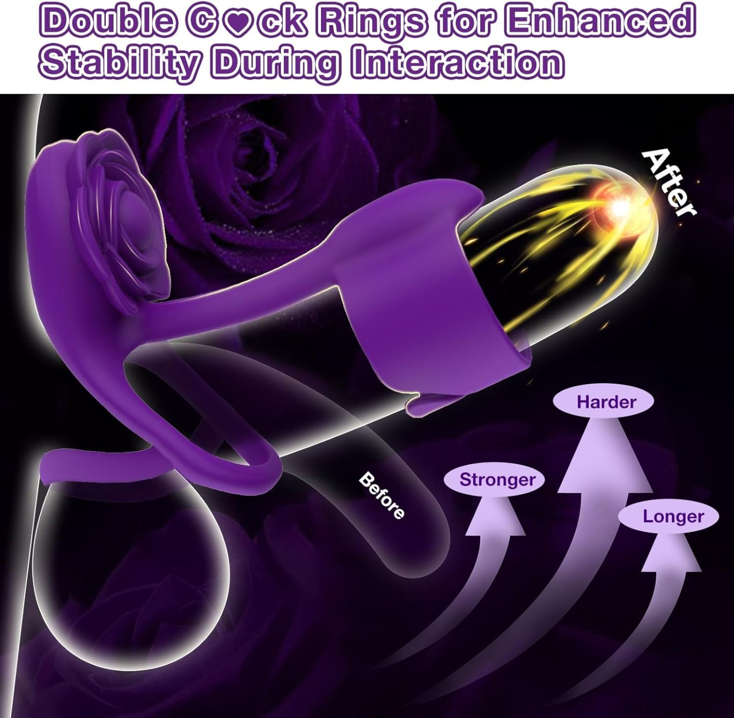 Vibrating Cock Ring Sex Toys for Couples - RIDMII 3 in 1 Vibrating Penis Ring with 10 Vibration, Rose Shaped Female Clitoral Stimulator Vibrators with Remote