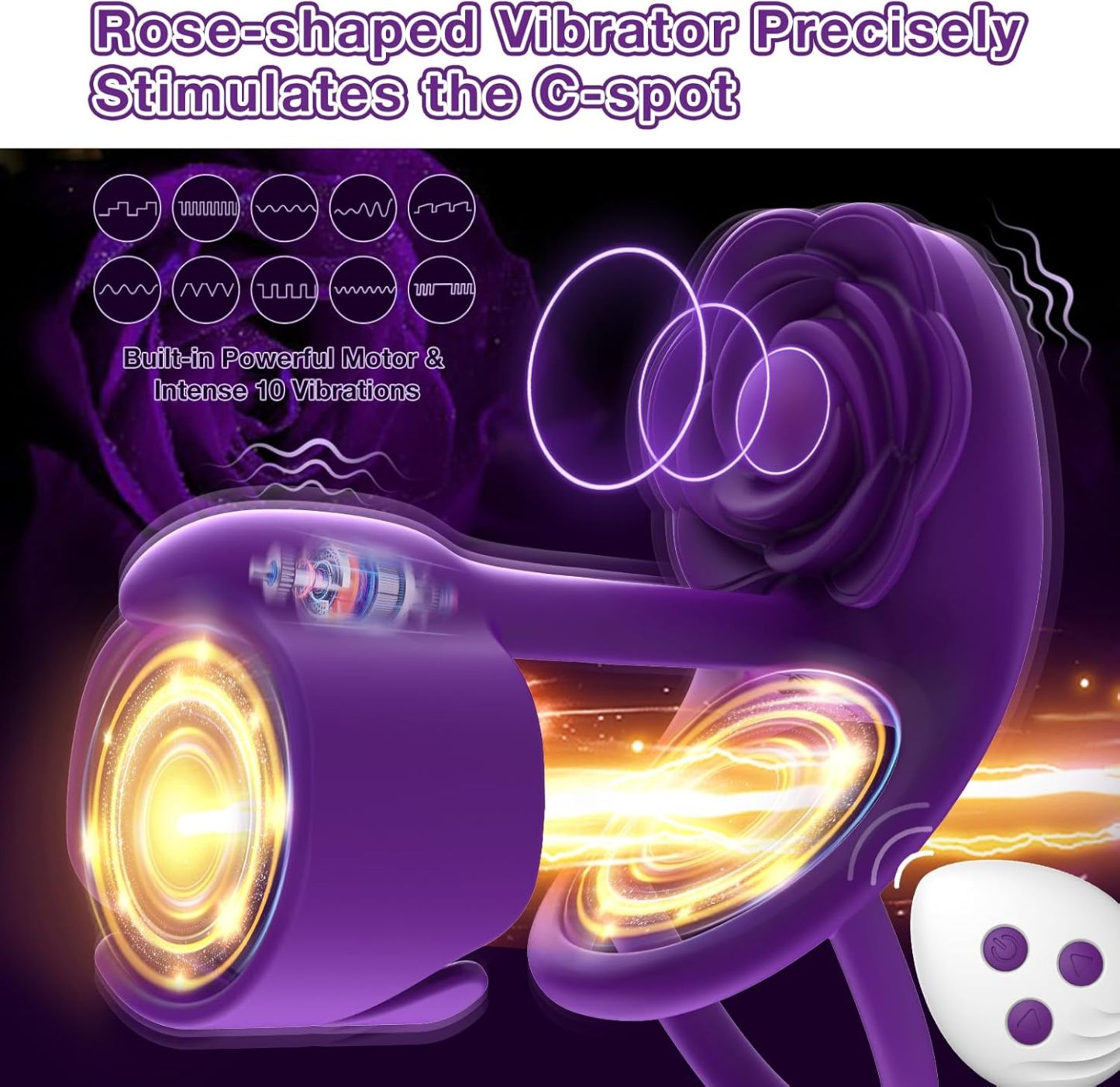 Vibrating Cock Ring Sex Toys for Couples - RIDMII 3 in 1 Vibrating Penis Ring with 10 Vibration, Rose Shaped Female Clitoral Stimulator Vibrators with Remote
