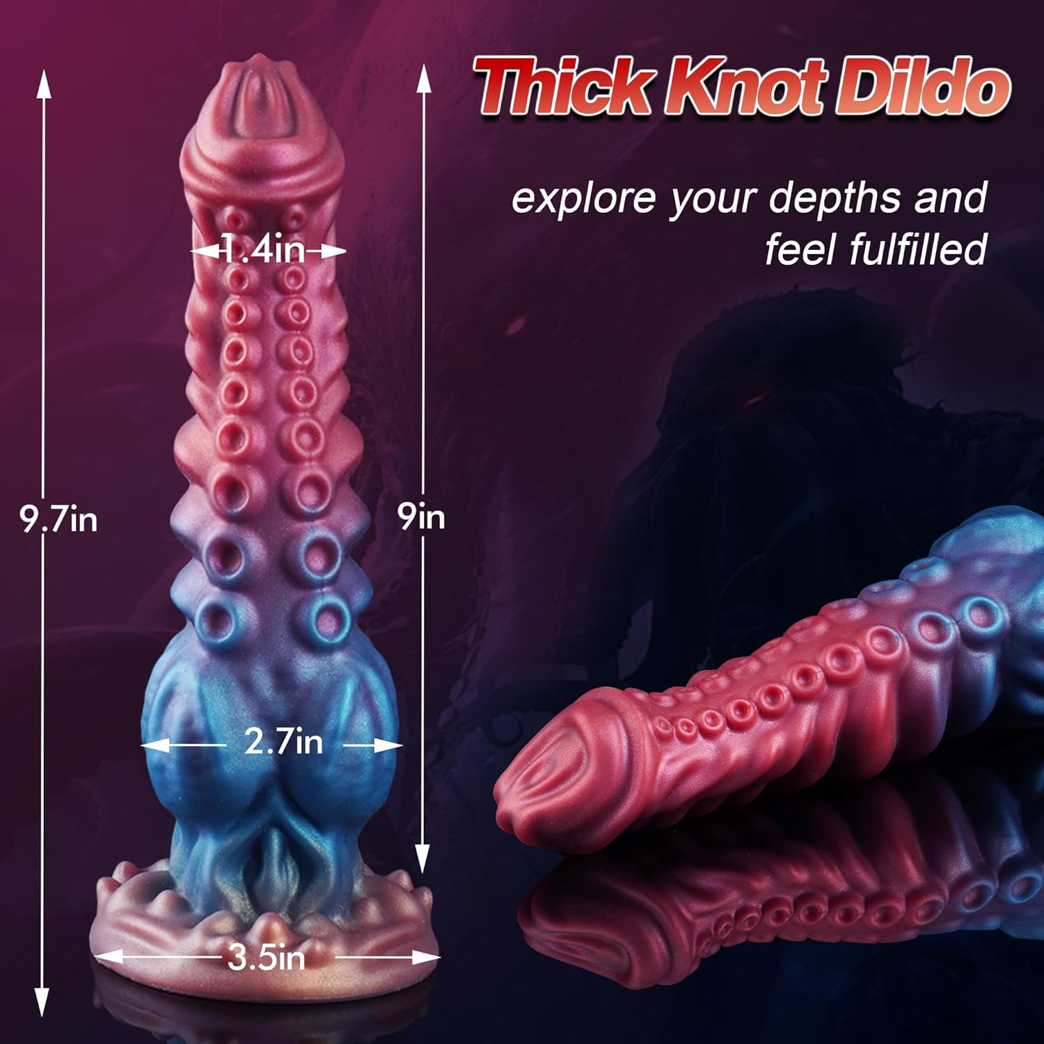 9.75 Inch Huge Fantasy Monster Tentacle Dildo, Big Dragon Horse Thick Knot Giant Big Dog Alien Silicone Knotted Dildo with Suction Cup, Adult Prostate Sex Toy for G-spot Men Women