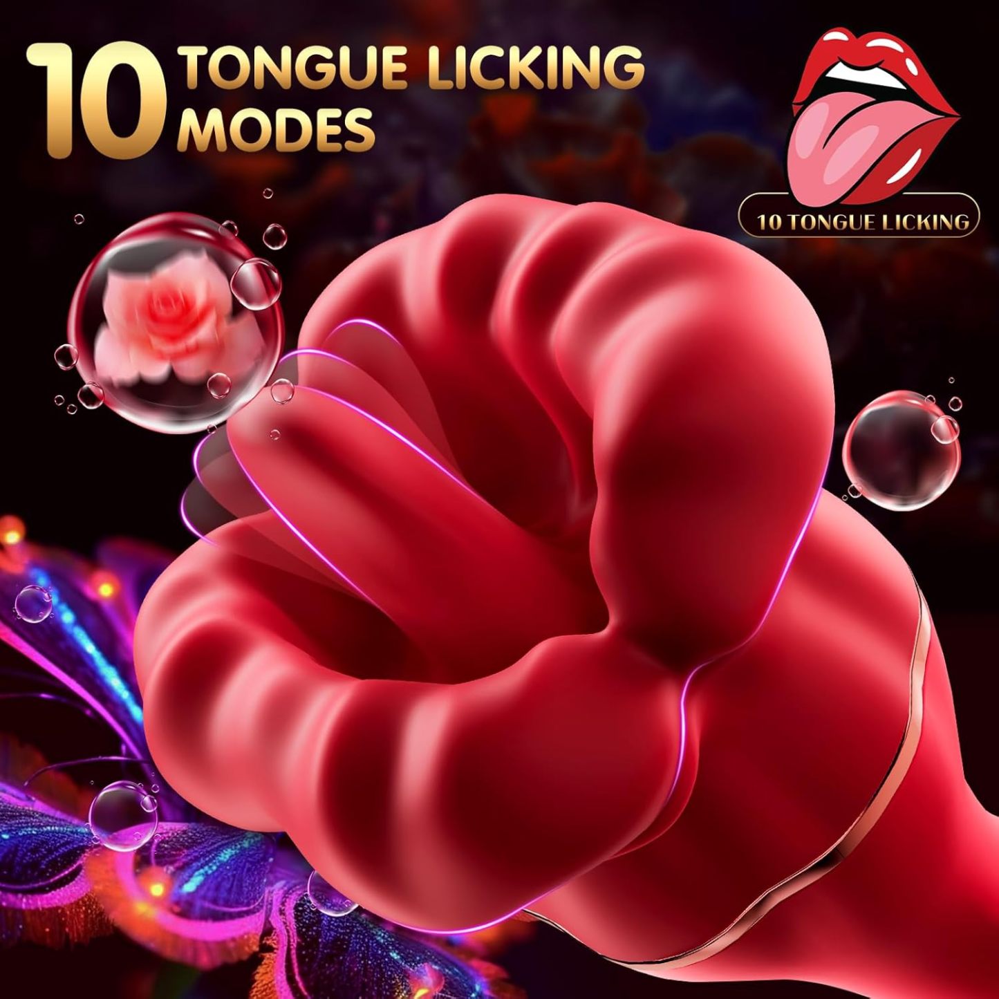 Vibrator Dildo Sex Toys for Women - Rose Sex Toy Clitoral Vibrators with 10 Tongue Licking & 10 Vibration Modes Clit G Spot Anal Vagina Nipple Female Sex Toys, Adult Toy Couples Sex Toys for Women