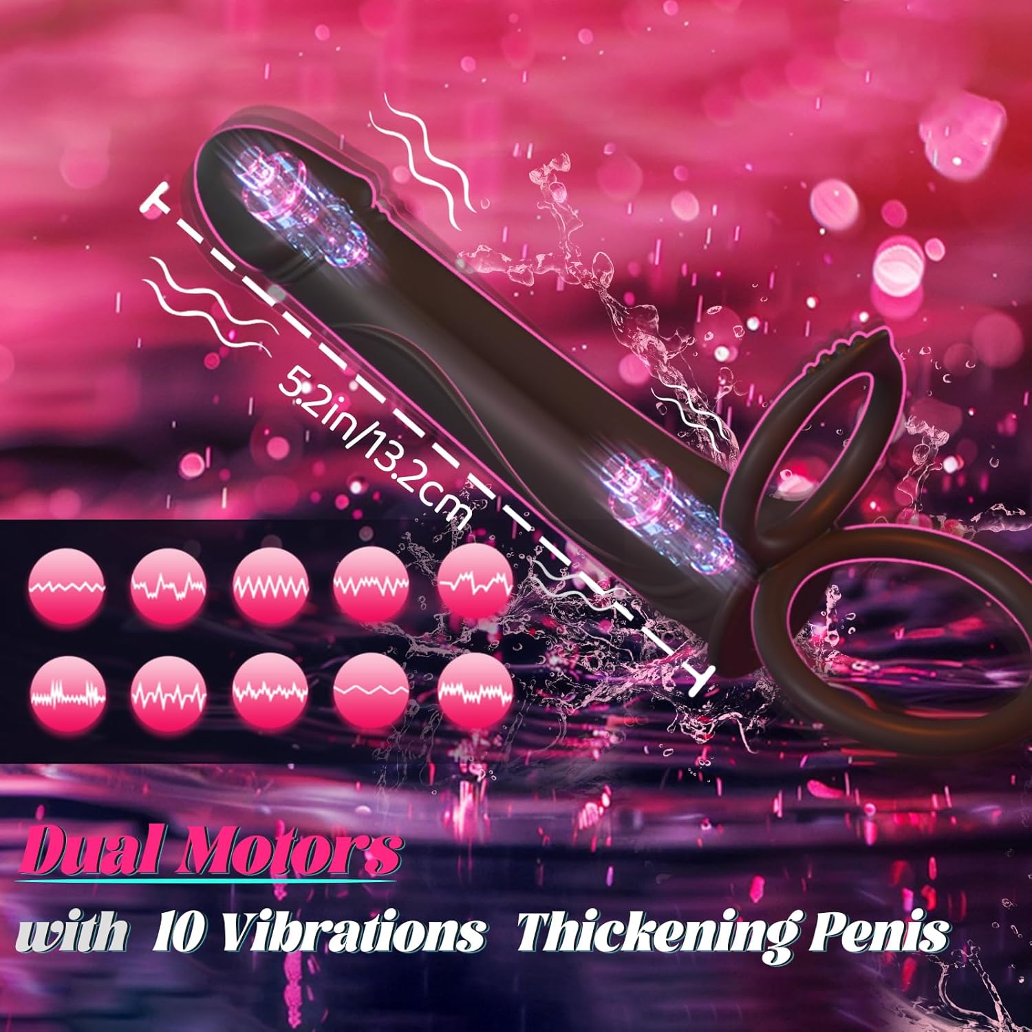 Anal Couples Male Adult Sex Toys - Strap On Anal Dildo with Vibrating Cock Ring, Vibrating Anal Butt Plug Penis Sleeve Vibrator Sex Toy 10 Vibrations, AOWAWO Double Dildo for Men Couple Women Pleasures