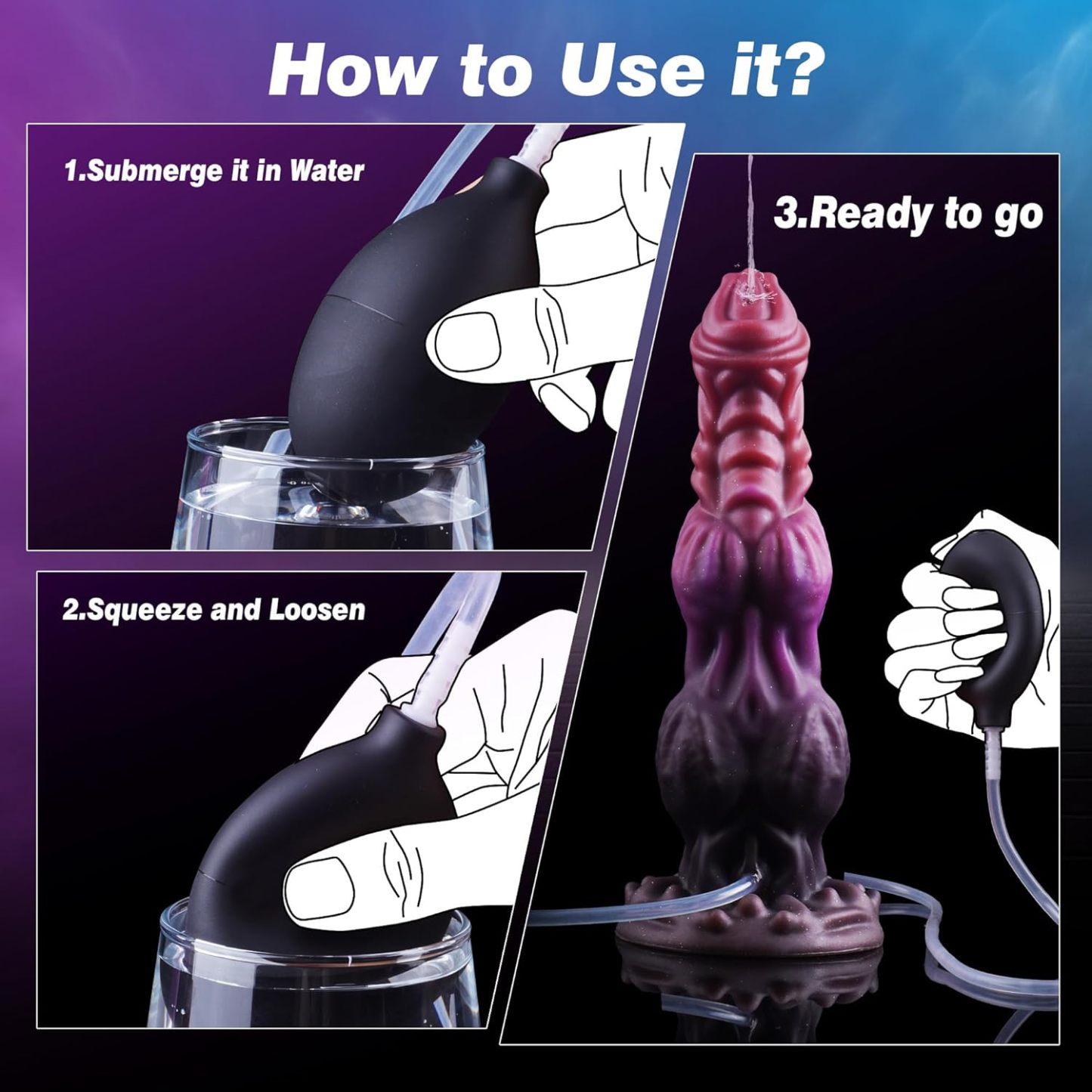 9.6 inch monster dildo squirting fantasy dildo dragon horse dildo with 2 large knots, dog dildo knotted ejaculation toy with strong suction cup, big dildo silicone huge dildo, adult female male toys