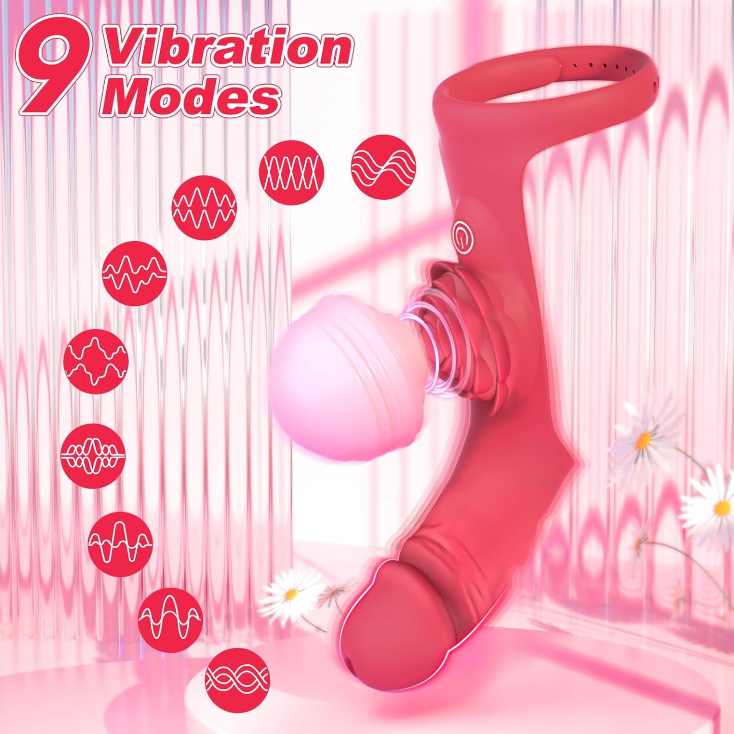Finger Vibrator Adult Sex Toys - G Spot Vibrator Clitoral Stimulator Rose Toy with 9 Powerful Vibration Modes, Adjustable Nipple Massager Female Couple Sex Toys, Adult Toys & Games for Women