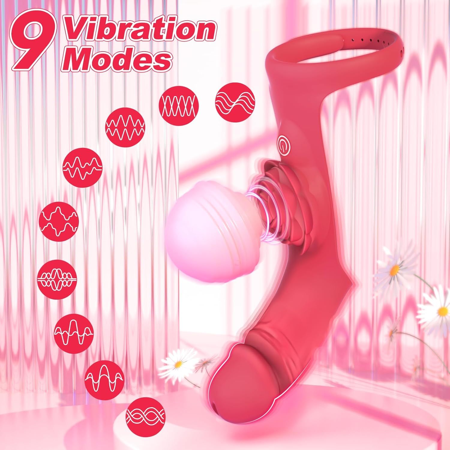 Finger Vibrator Adult Sex Toys - G Spot Vibrator Clitoral Stimulator Rose Toy with 9 Powerful Vibration Modes, Adjustable Nipple Massager Female Couple Sex Toys, Adult Toys & Games for Women