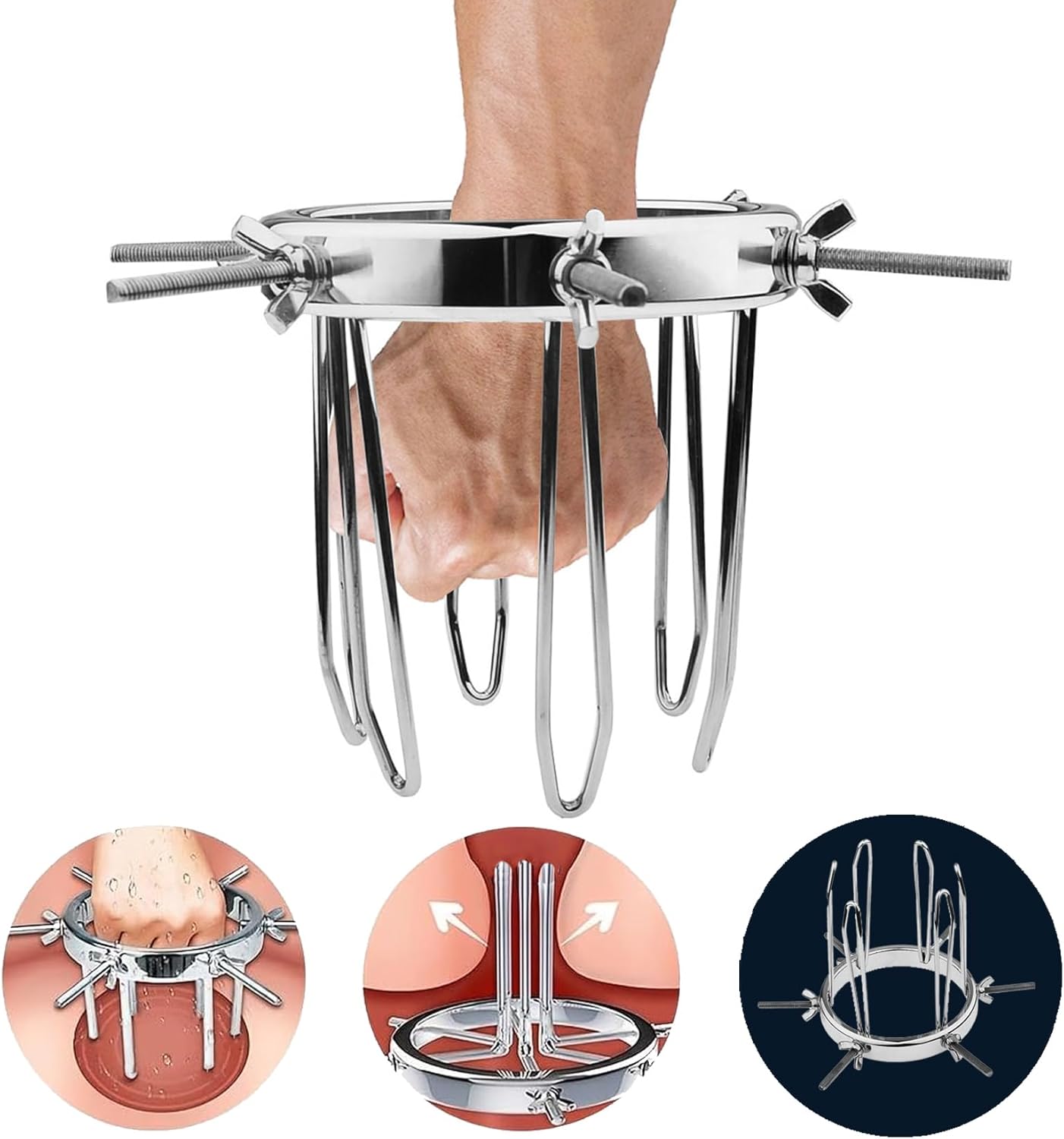 Adjustable Anal Expander Butt Plug BDSM Toy SM Game Stainless Steel Anal Hook Stretcher for Vaginal Anal Dilator Trainer Adult Bondage Sex Things for Couples Kinky Men,Women and Beginners