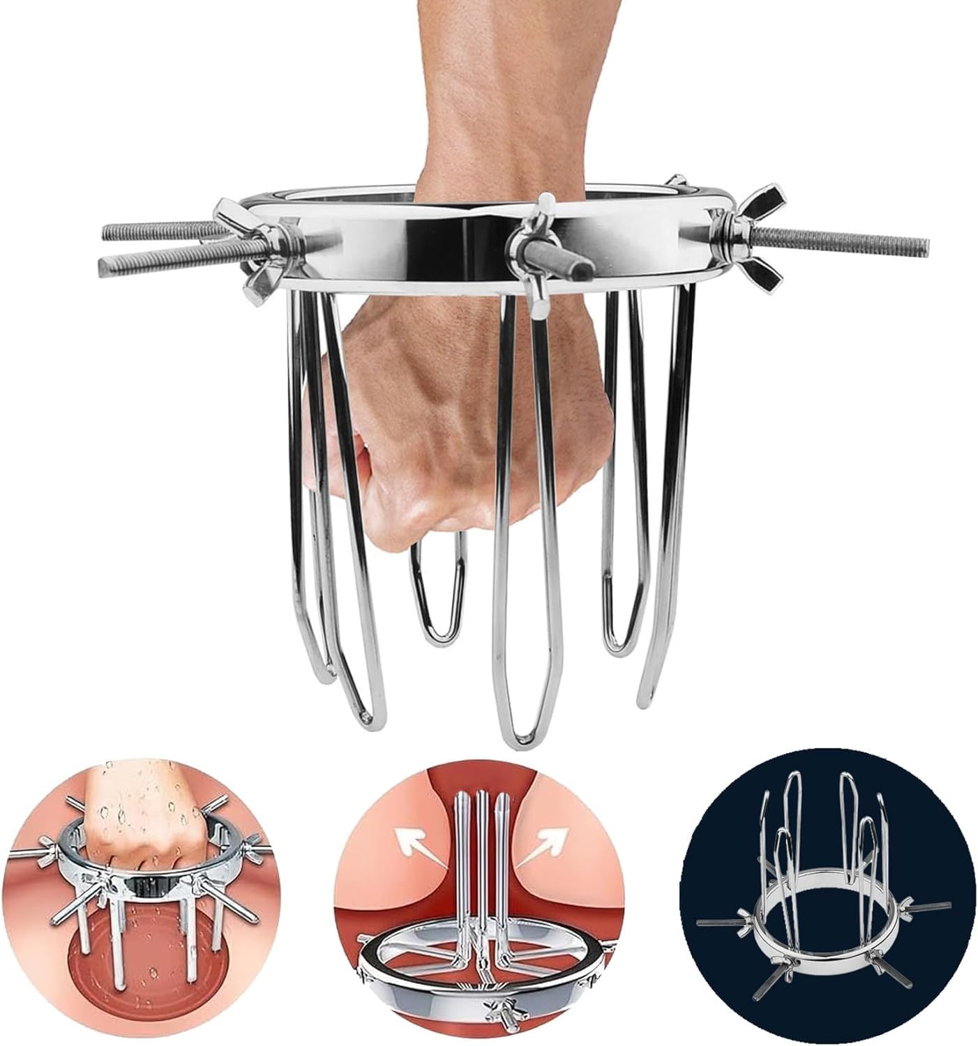 Adjustable Anal Expander Butt Plug BDSM Toy SM Game Stainless Steel Anal Hook Stretcher for Vaginal Anal Dilator Trainer Adult Bondage Sex Things for Couples Kinky Men,Women and Beginners