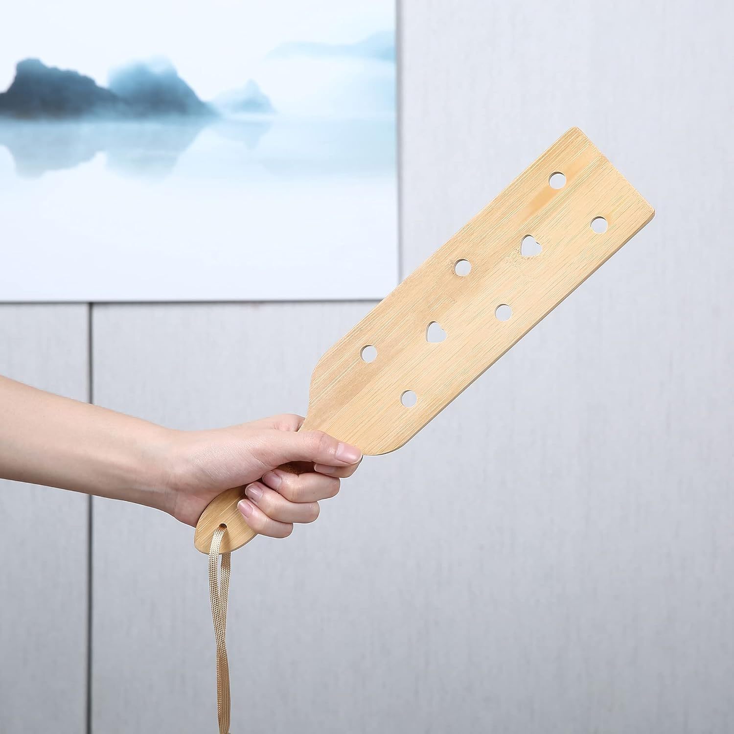 Bamboo Wood Paddle Lightweight Wooden Paddle with Airflow Holes