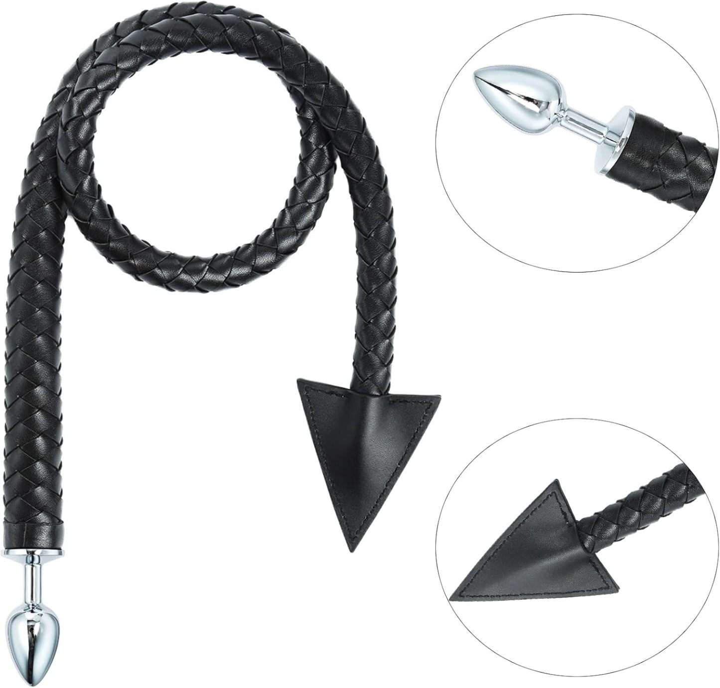 Long Faux Leather Sex Whip with Anal Plug, 2 in 1 Anal Sex Toys – BDSM Spanking Toy, Soft Leather Flogger, Adjustable Handle, Erotic Play Tool for Couples, Sensual Dominance, and Submission Roleplay
