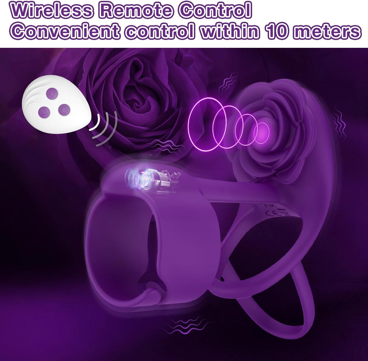 Vibrating Cock Ring Sex Toys for Couples - RIDMII 3 in 1 Vibrating Penis Ring with 10 Vibration, Rose Shaped Female Clitoral Stimulator Vibrators with Remote