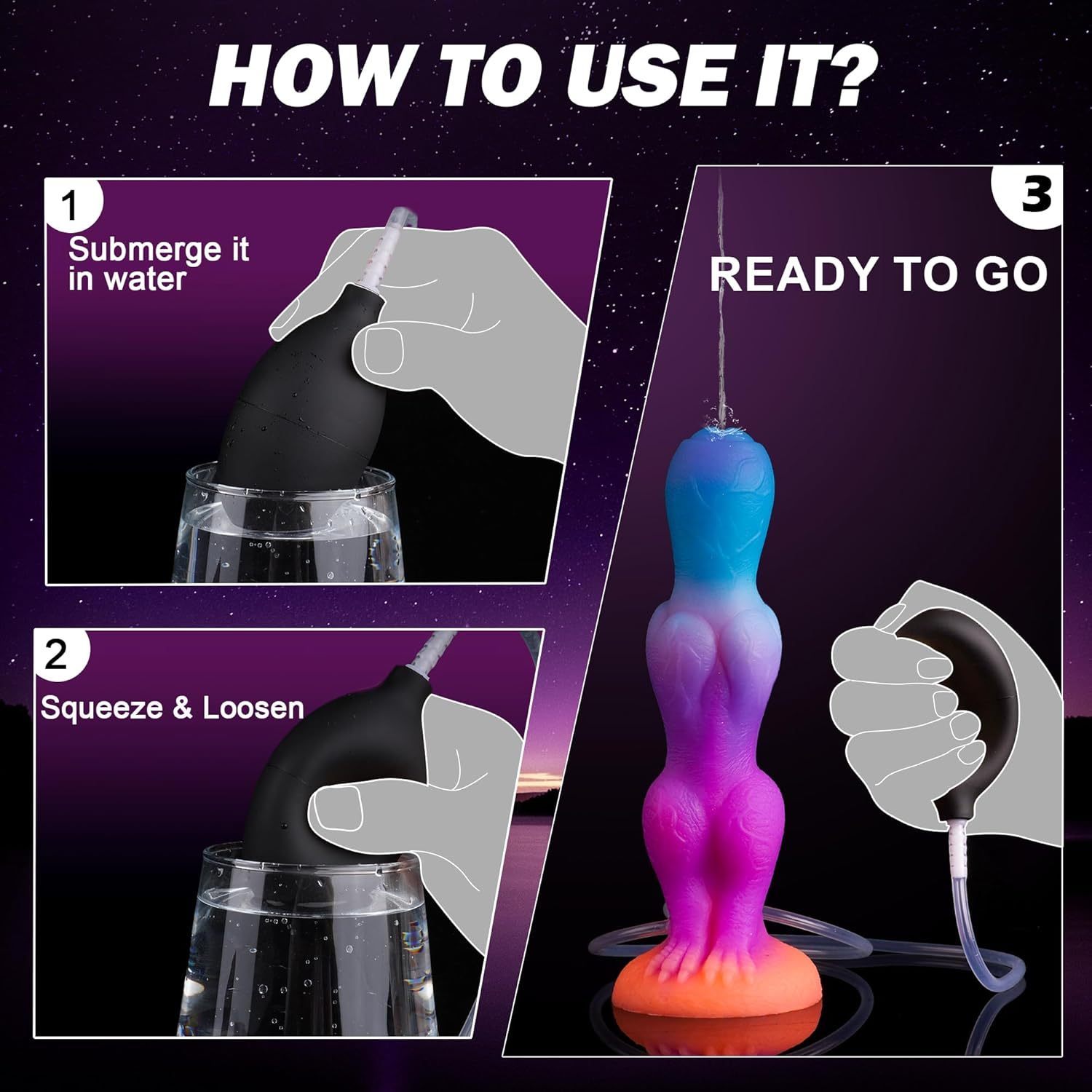 8 Inch Beginner Ejaculation Toy, Cumming Knotted Dildo with Strong Suction Cup for Hands-Free Play, Glow-in-the-Dark Adult Toy for Female G-spot and Prostate