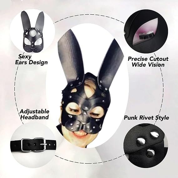 Leather Punk Erotic Full Masks Cosplay Masks Cocktail, Nightclub and Dance, Party – Masquerade Mask for Women & Men –– Perfect for Halloween, Cosplay, Roleplay, Fetish Parties & Costume