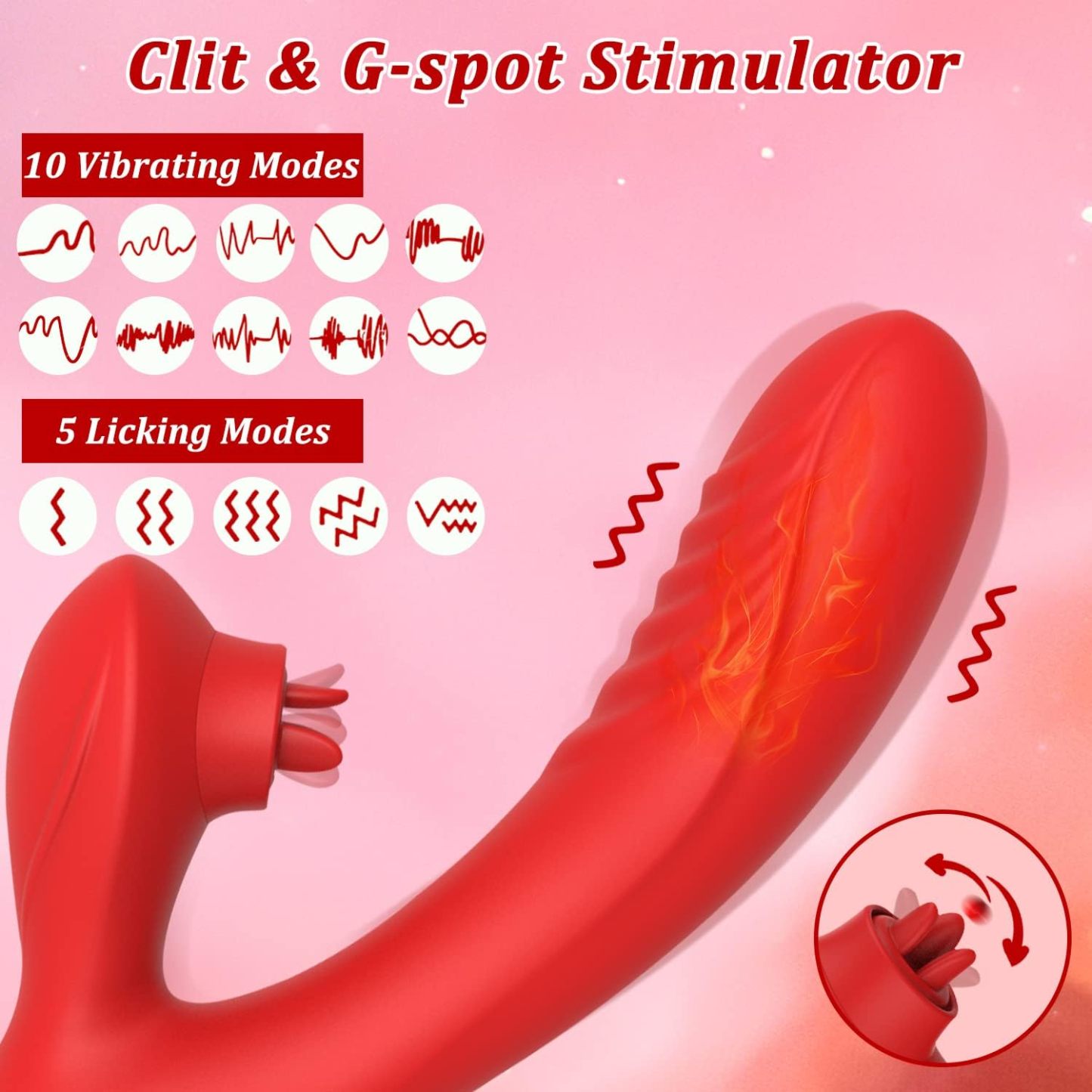 rabbit vibrator sex toy, rabbit dildo vibrator tongue toy for women, 10 vibration and 5 tongue licking and heating modes vibrating massager, personal wand pleasure, adult sex toys for women