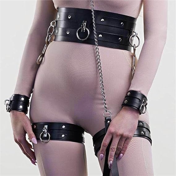 Women Punk Belts PU Leather Body Chain Waist Belt BDSM Lingerie Bondage Harness Lingerie Goth Bondage Lingerie