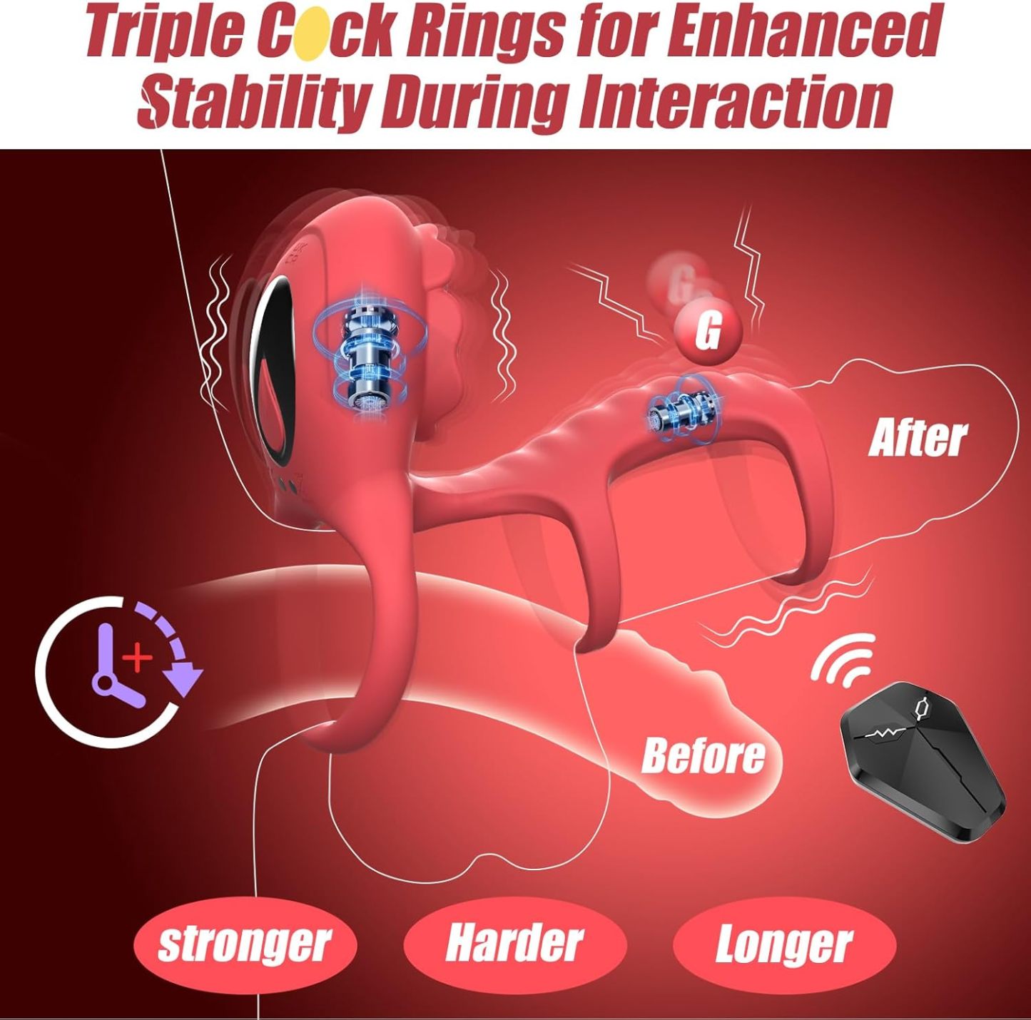 Vibrating Cock Ring Rose Adult Sex Toys with Clitoral G Spot Stimulation, Pleasure Penis Ring Vibrator Couple Sex Toys for Men Women Erection, Remote Control 9 Vibrations Female Male