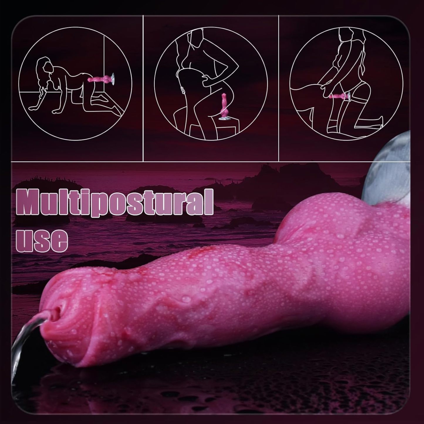 Simulation Wolf Ejaculation Pink Dildo with Strong Hands-free Suction Cup Simulation Animal Dildo Adult Sex Toy Plug Suitable for Beginners Men Women Couples