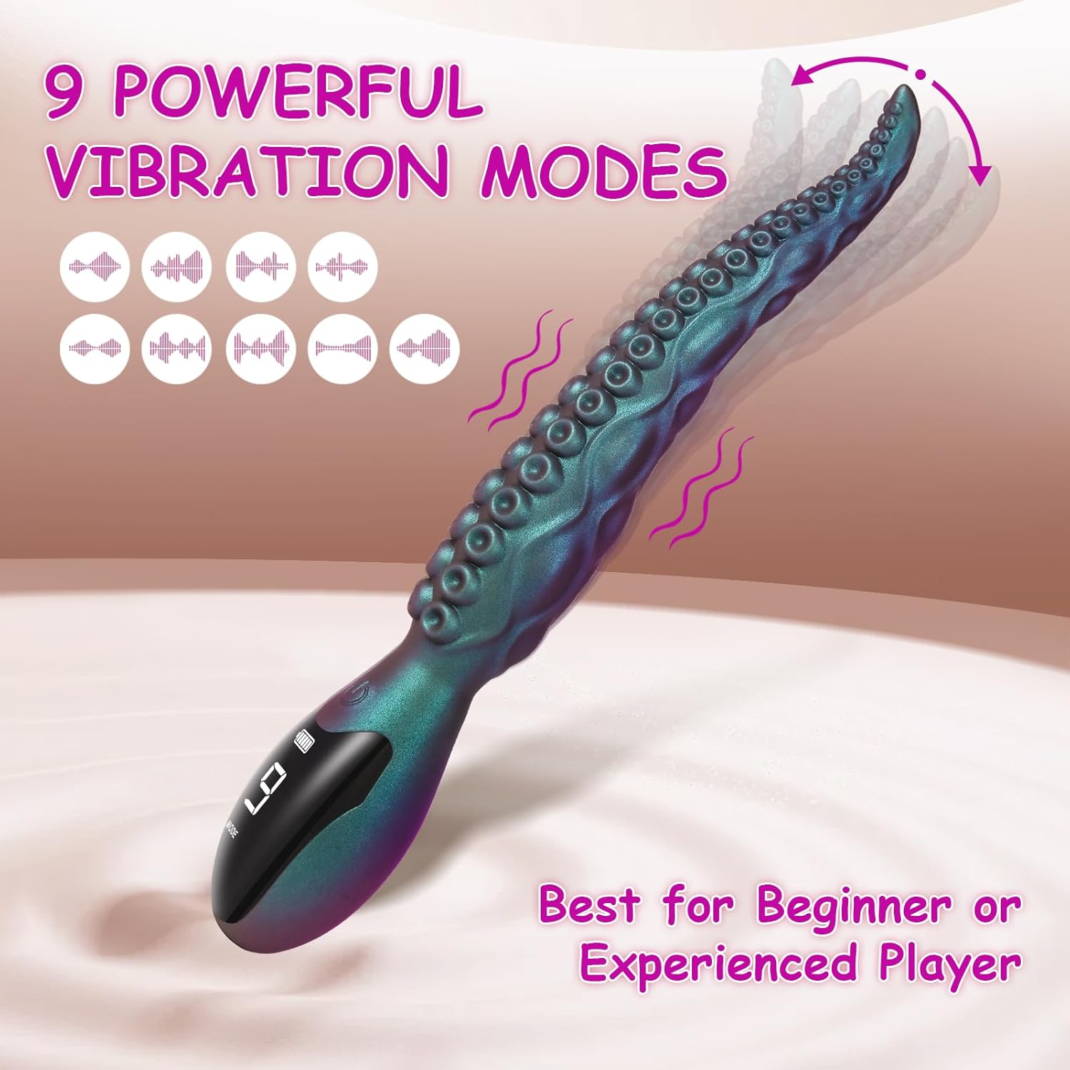 18cm Thrusting Dildo Vibrator Sex Toys - Monster Dildo Vibrator with Octopus Texture & 9 Vibration Modes & LED Display, BDSM Sex Machine for G Spot & Vagina & Anal Stimulation, Silicone Adult Toys, Prostate Massager Butt Plug, Quiet & Portable & Waterproo