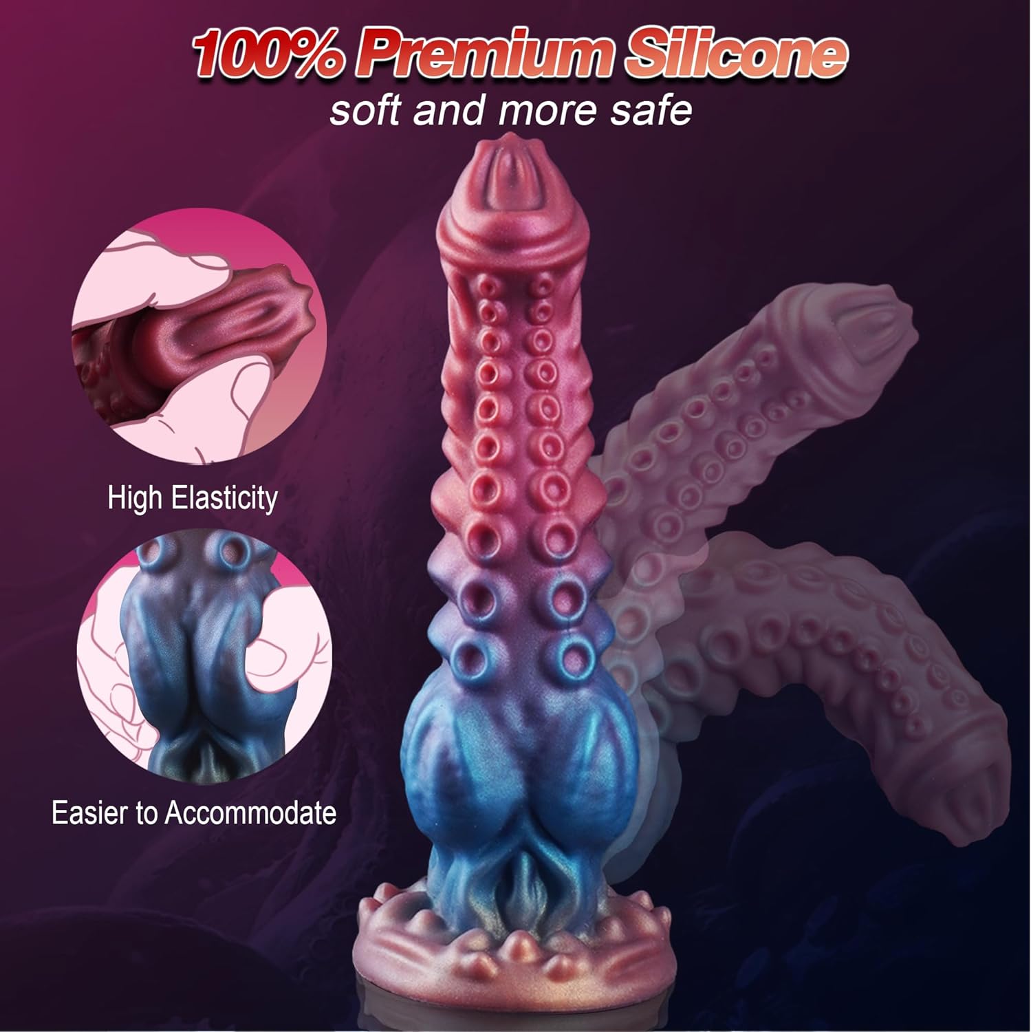 9.75 Inch Huge Fantasy Monster Tentacle Dildo, Big Dragon Horse Thick Knot Giant Big Dog Alien Silicone Knotted Dildo with Suction Cup, Adult Prostate Sex Toy for G-spot Men Women