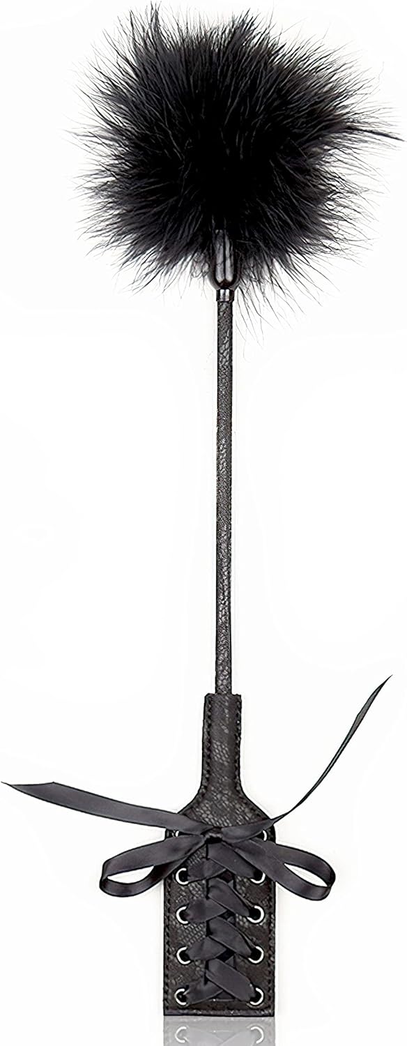 Feather Tickler Crop 16 inch - French Tickler Whip Feather - Faux Feather Tickler for Play - Feather Tickler Cosplay Show bdsm
