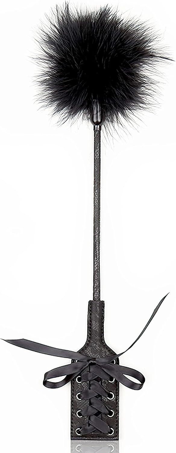 Feather Tickler Crop 16 inch - French Tickler Whip Feather - Faux Feather Tickler for Play - Feather Tickler Cosplay Show bdsm