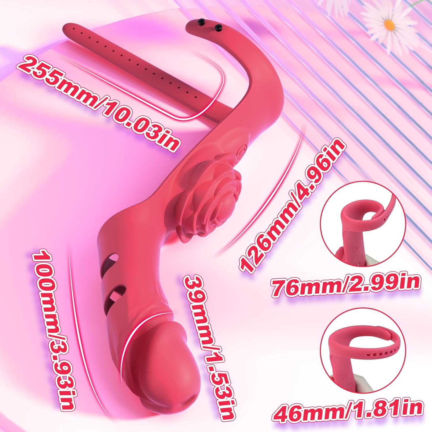 Finger Vibrator Adult Sex Toys - G Spot Vibrator Clitoral Stimulator Rose Toy with 9 Powerful Vibration Modes, Adjustable Nipple Massager Female Couple Sex Toys, Adult Toys & Games for Women