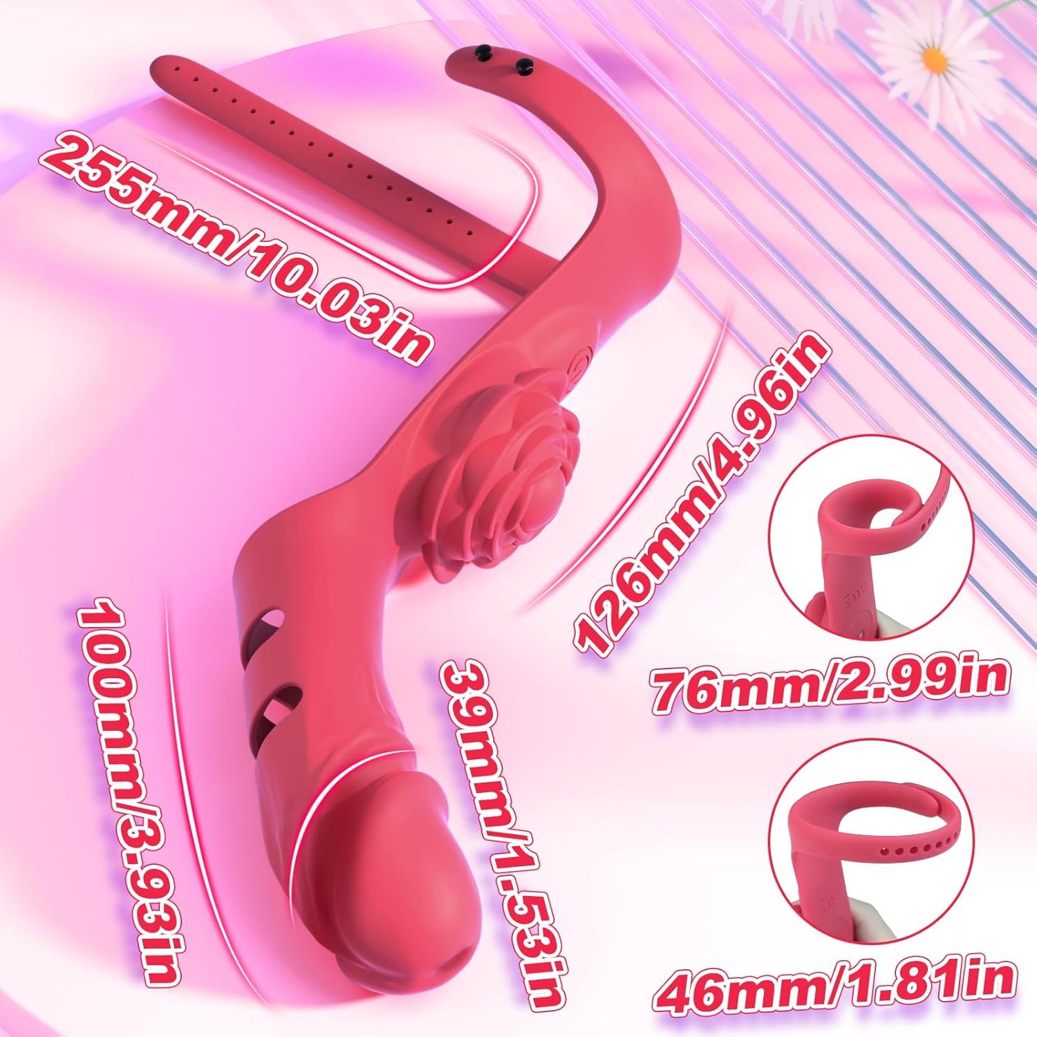 Finger Vibrator Adult Sex Toys - G Spot Vibrator Clitoral Stimulator Rose Toy with 9 Powerful Vibration Modes, Adjustable Nipple Massager Female Couple Sex Toys, Adult Toys & Games for Women