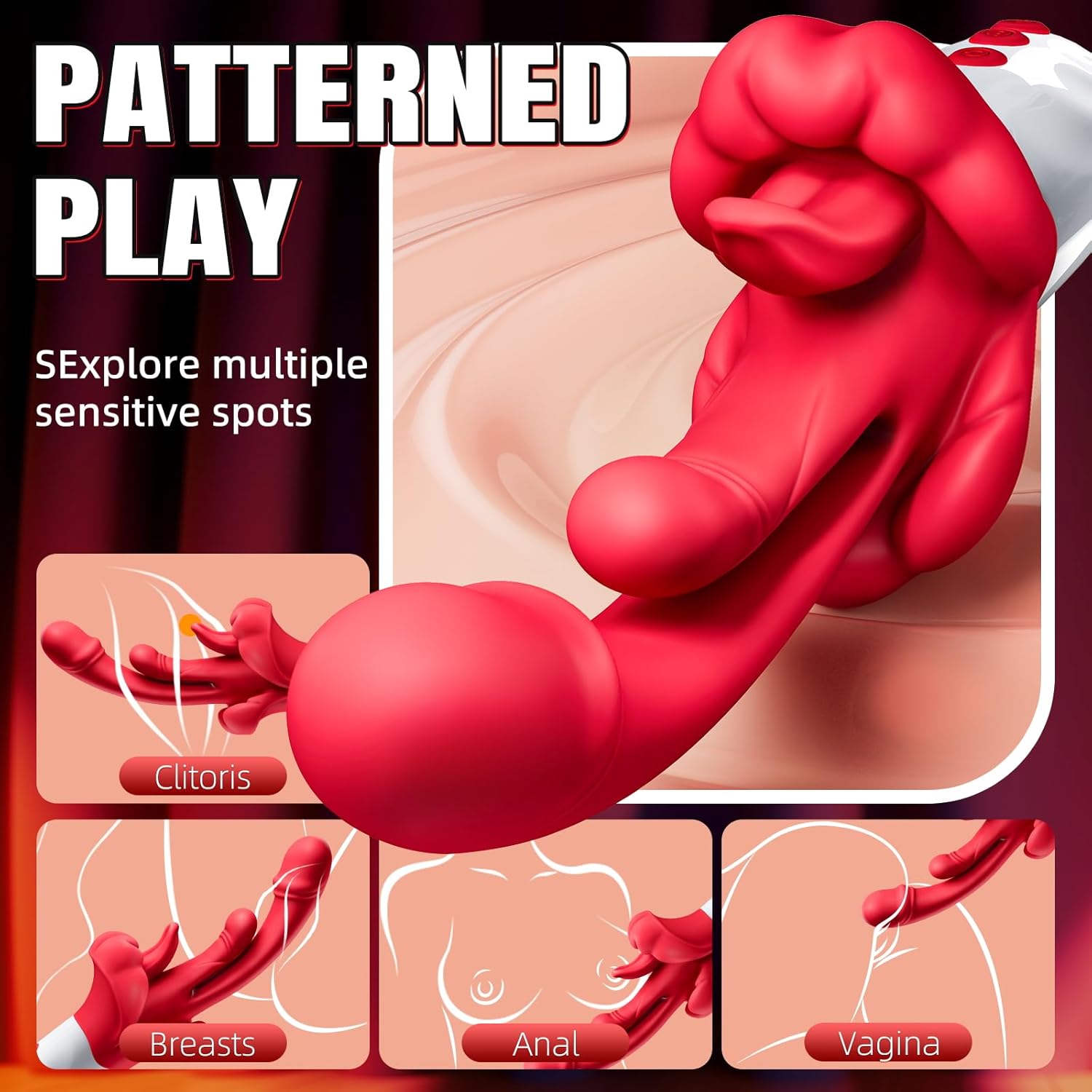 G Spot Vibrator Womens Sex Toy - 5 in 1 Rose Sex Toy Dildo with 5 Rhythmic Swings and 10 Tongue Vibrator Heating Mode for Clitoral Vaginal Anal, Female Sexual Pleasure Tools Adult Toys for Men Couple