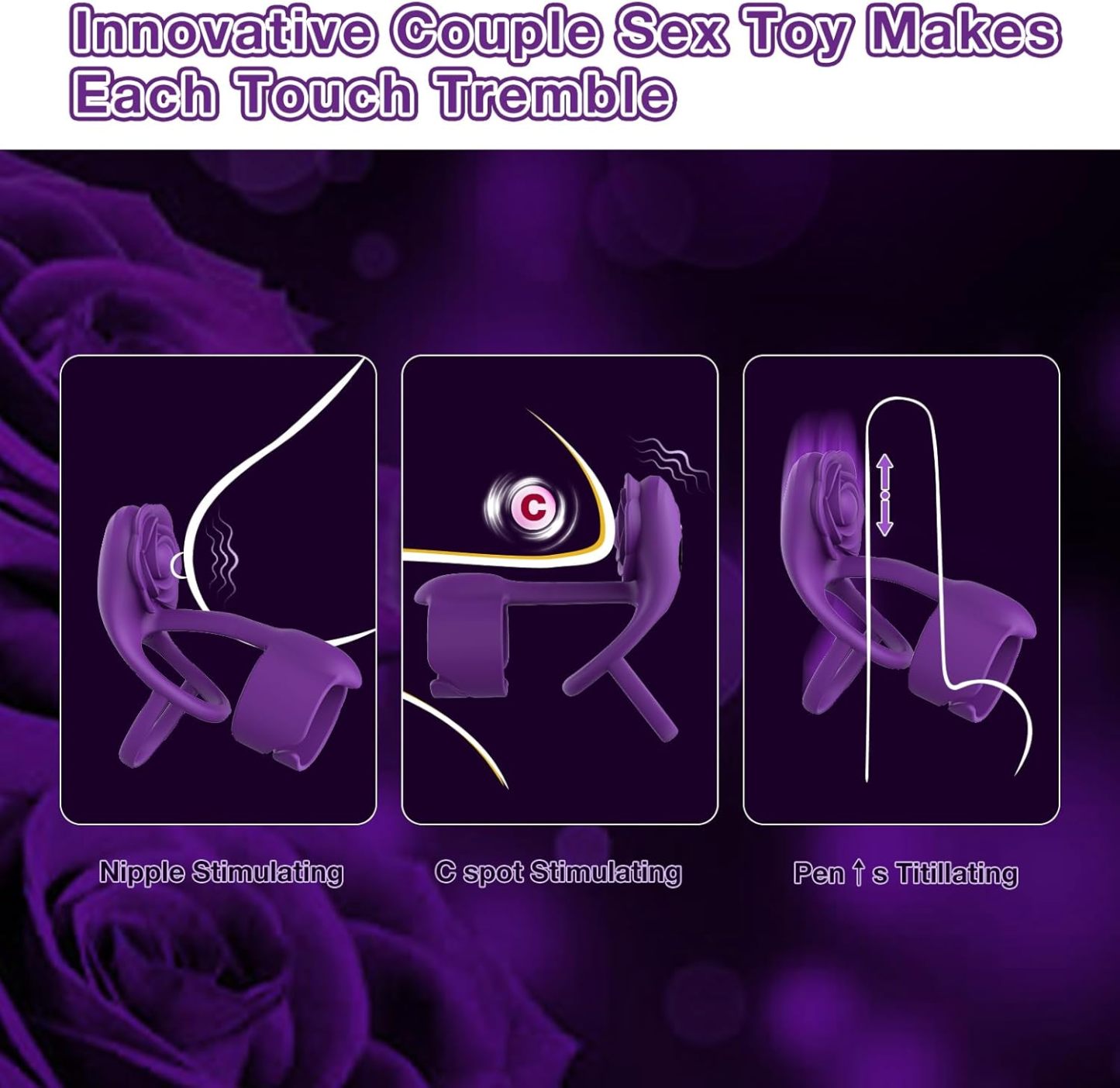 Vibrating Cock Ring Sex Toys for Couples - RIDMII 3 in 1 Vibrating Penis Ring with 10 Vibration, Rose Shaped Female Clitoral Stimulator Vibrators with Remote