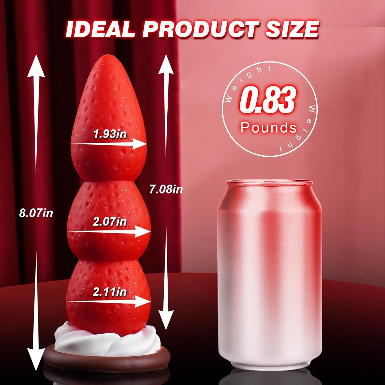 8 Inch Strawberry Fantasy Knot Dildo with Strong Suction Cup, Silicone Animal Monster Dildo Cute Big Butt Plug with 3 Knots, Fantasy Sex Toys for Women and Men