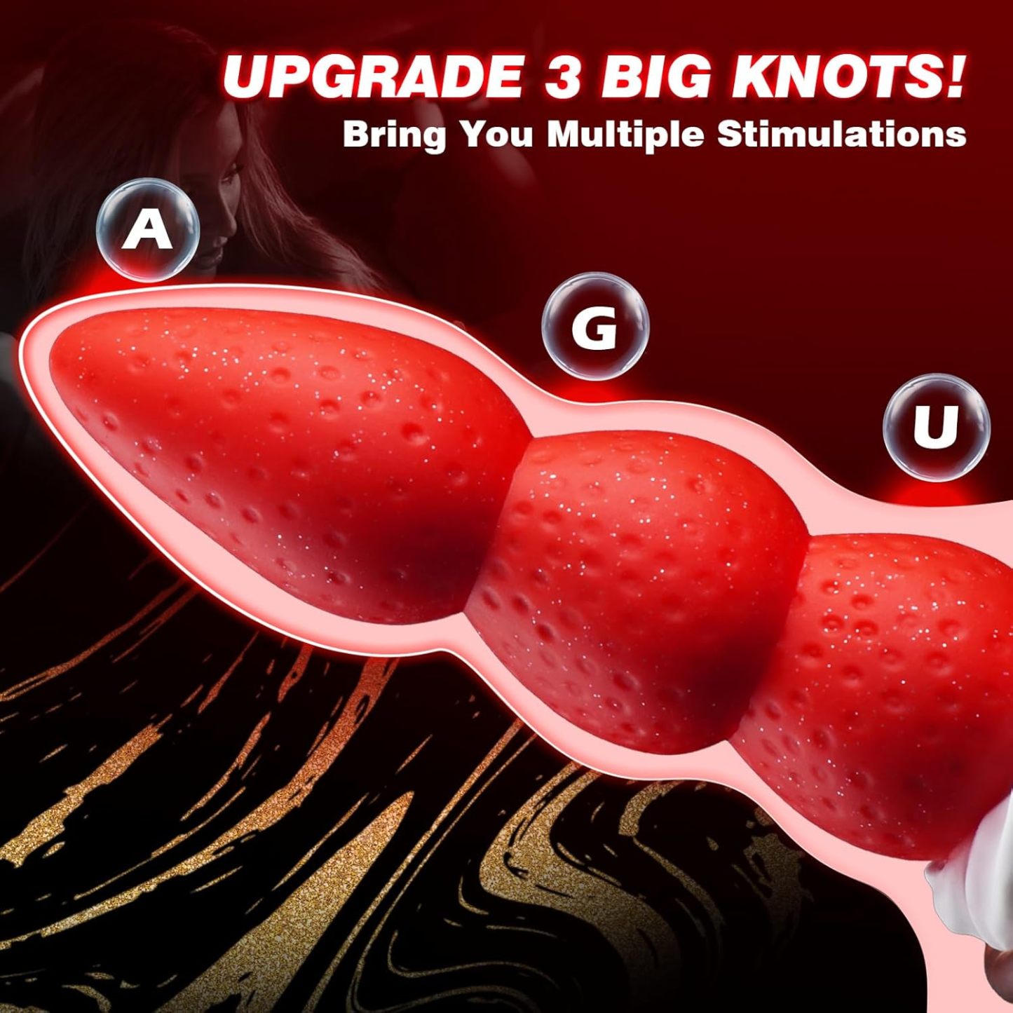 8 Inch Strawberry Fantasy Knot Dildo with Strong Suction Cup, Silicone Animal Monster Dildo Cute Big Butt Plug with 3 Knots, Fantasy Sex Toys for Women and Men