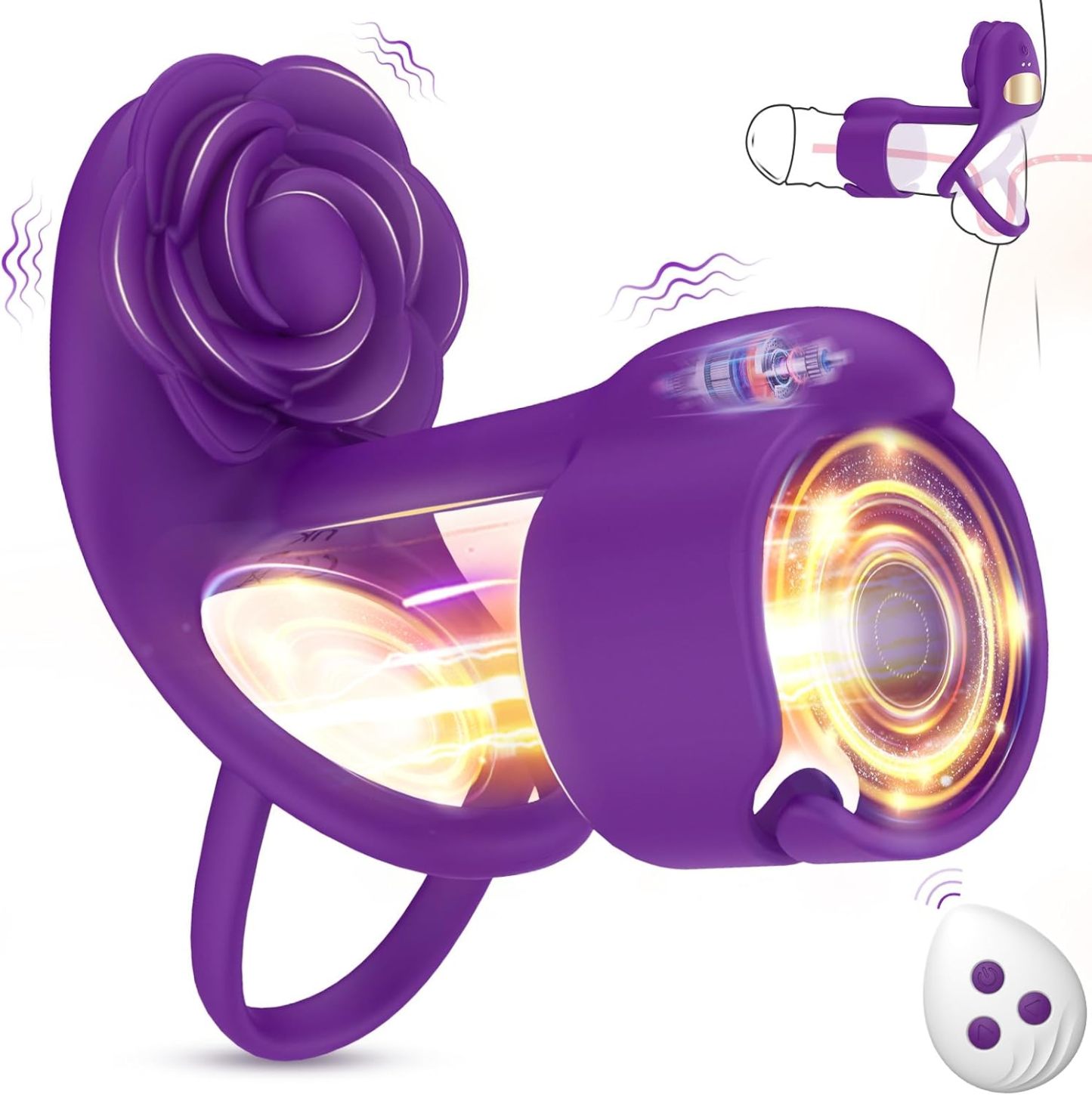 Vibrating Cock Ring Sex Toys for Couples - RIDMII 3 in 1 Vibrating Penis Ring with 10 Vibration, Rose Shaped Female Clitoral Stimulator Vibrators with Remote